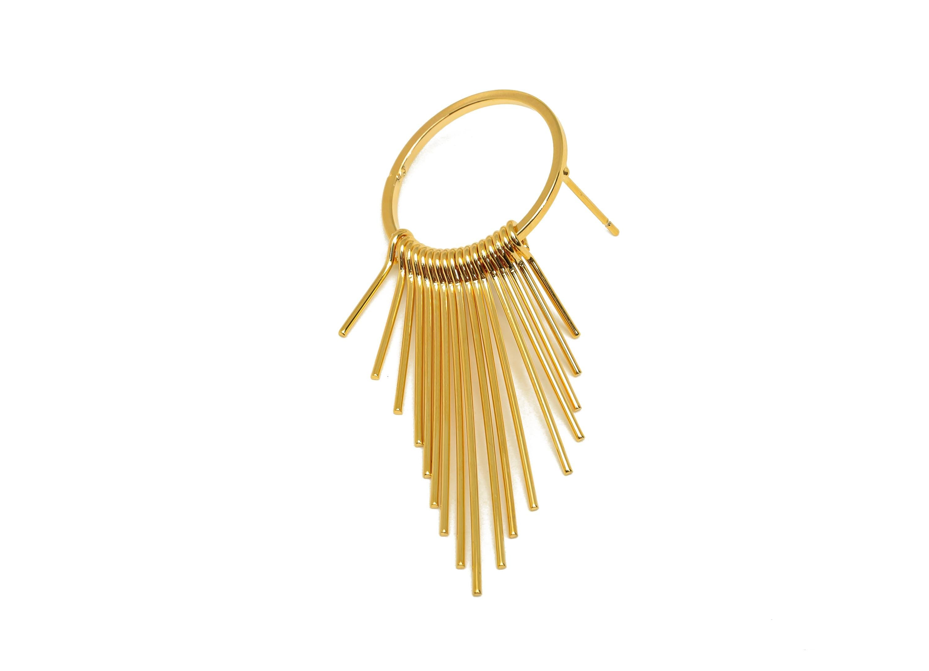 Brass Tassel Earring Stud - Brass Dangle Tassel Wire Earring Post - Wire Tassel Earring Post - 18K Real Gold Plated - 54x20x1.01mm - RGP7311 - DOMEDBAZAAR