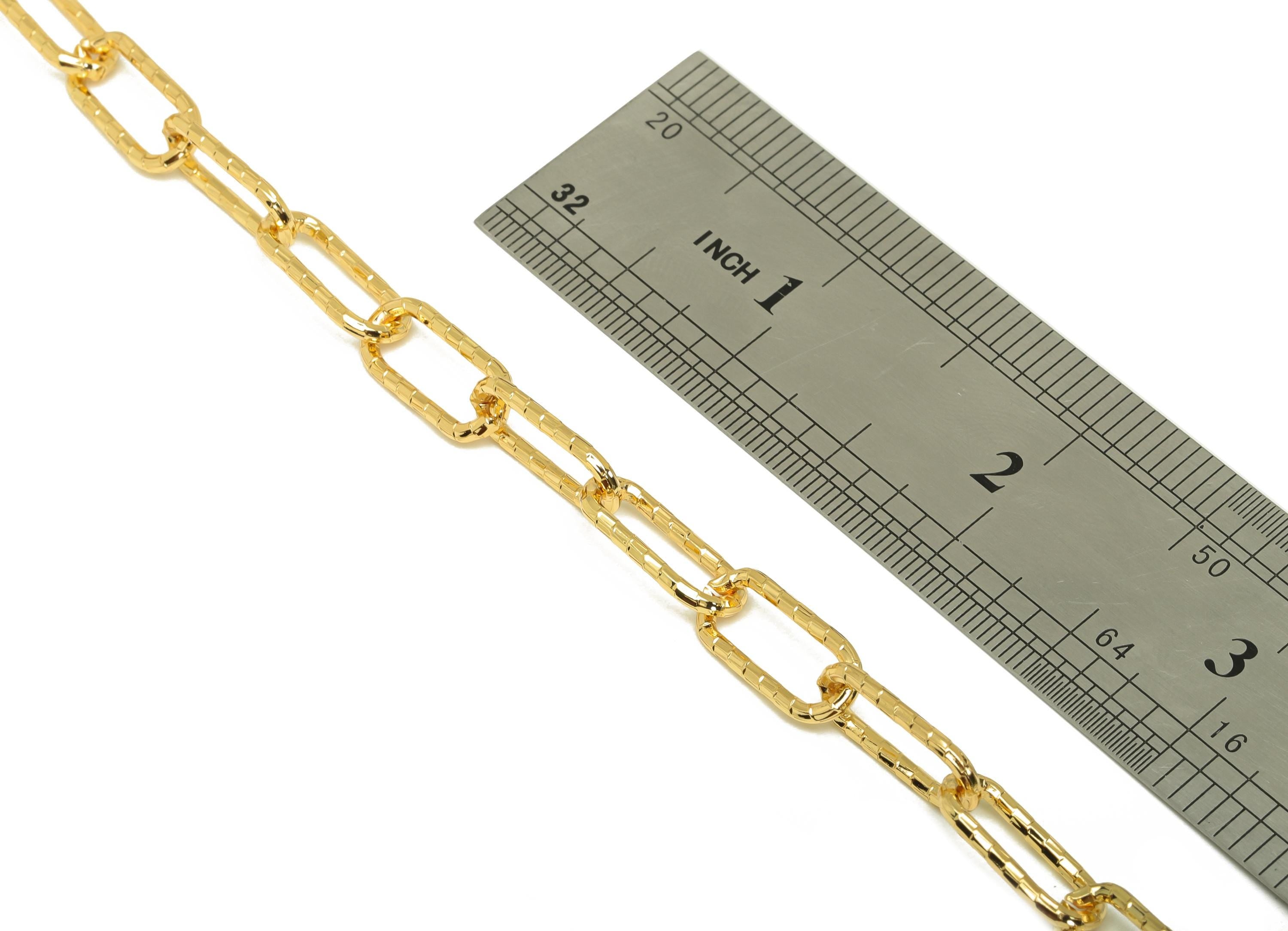 Brass Faceted Oval Cable Chain - Huge Textured Cable Chain - Brass Handmade Oval Link Chain - Handmade Chain - 18K Real Gold Plated -RGP7288 - DOMEDBAZAAR