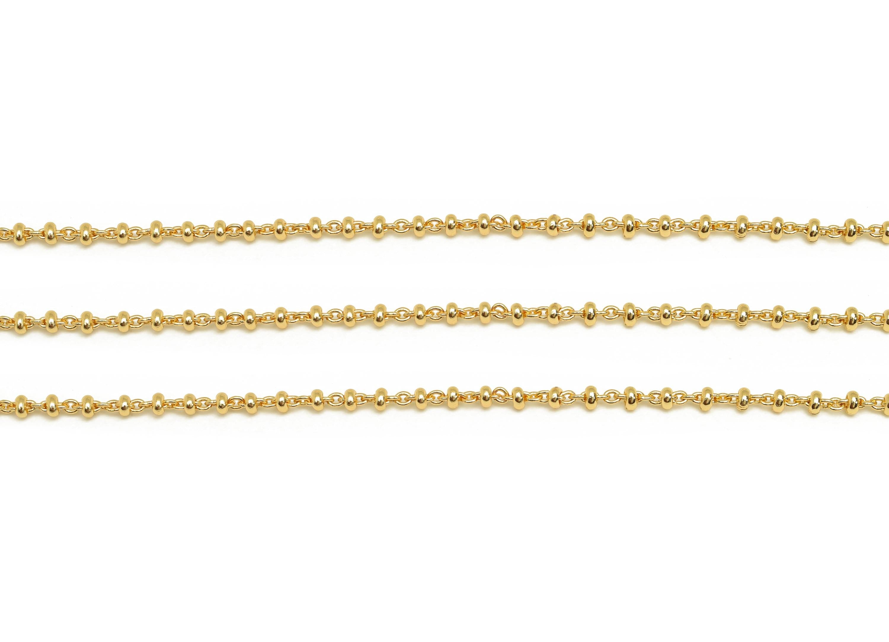 Brass Ball Beaded Satellite Chain - Brass Handmade Cable Chain - Brass Handmade Cable Chain - Handmade Chain - 18K Real Gold Plated -RGP7294 - DOMEDBAZAAR