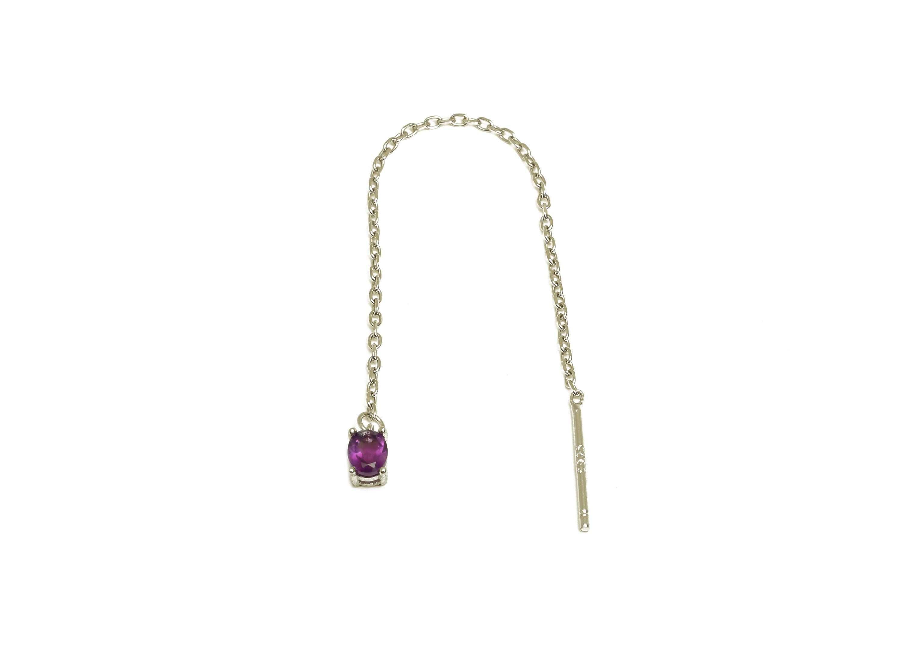 Amethyst Tassel Earring Post - 925 Silver Oval Crystal Earring Post - Natural Stone Dangle Gemstone Silver Earring Post - 82x3mm - RGP7344A - DOMEDBAZAAR