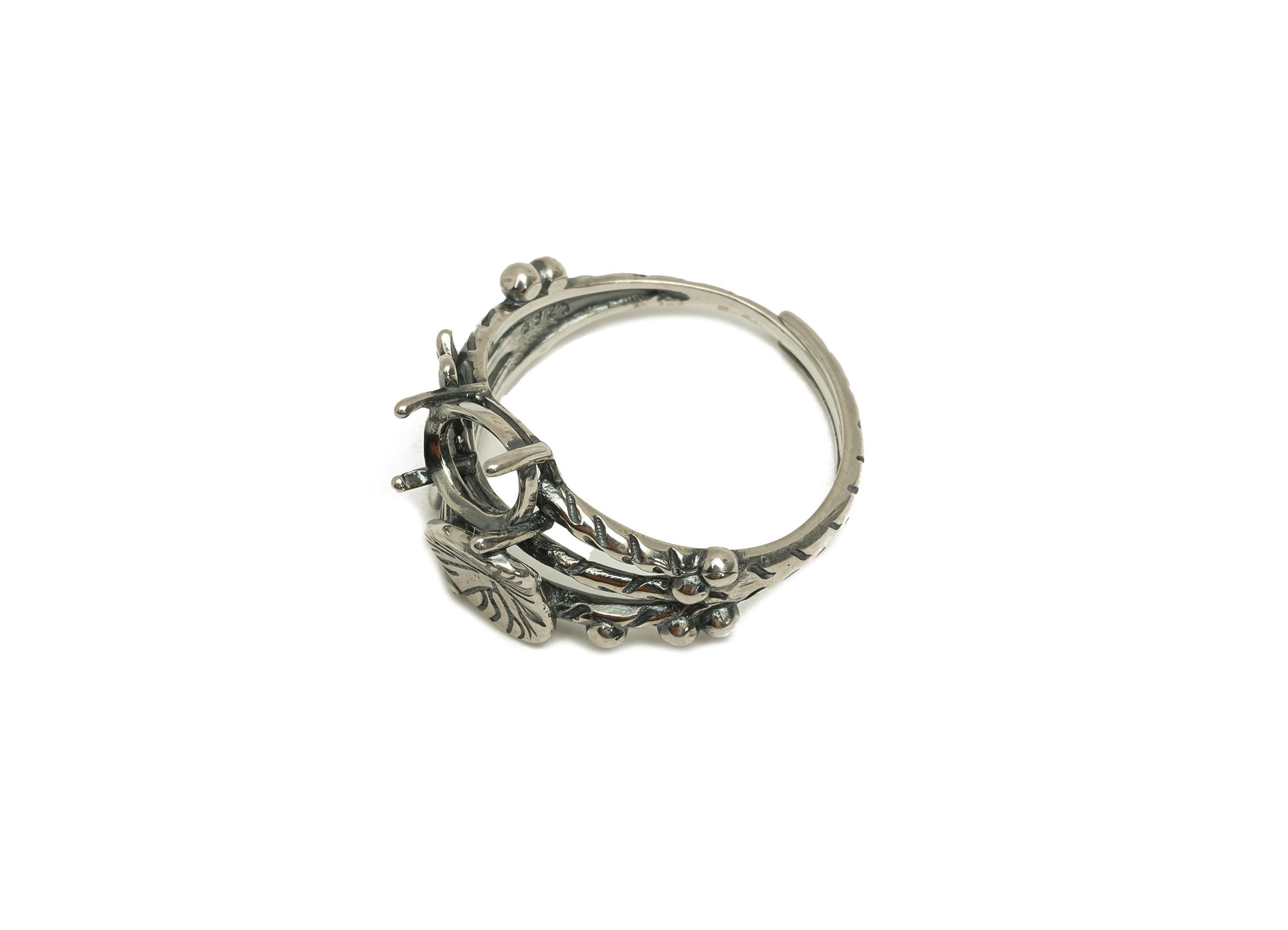 6x8mm Adjustable Setting Ring- Heart Dragonfly Adjustable Ring - Oval Hoop Ring - 925 Silver Sterling Silver - RGP7403 - DOMEDBAZAAR