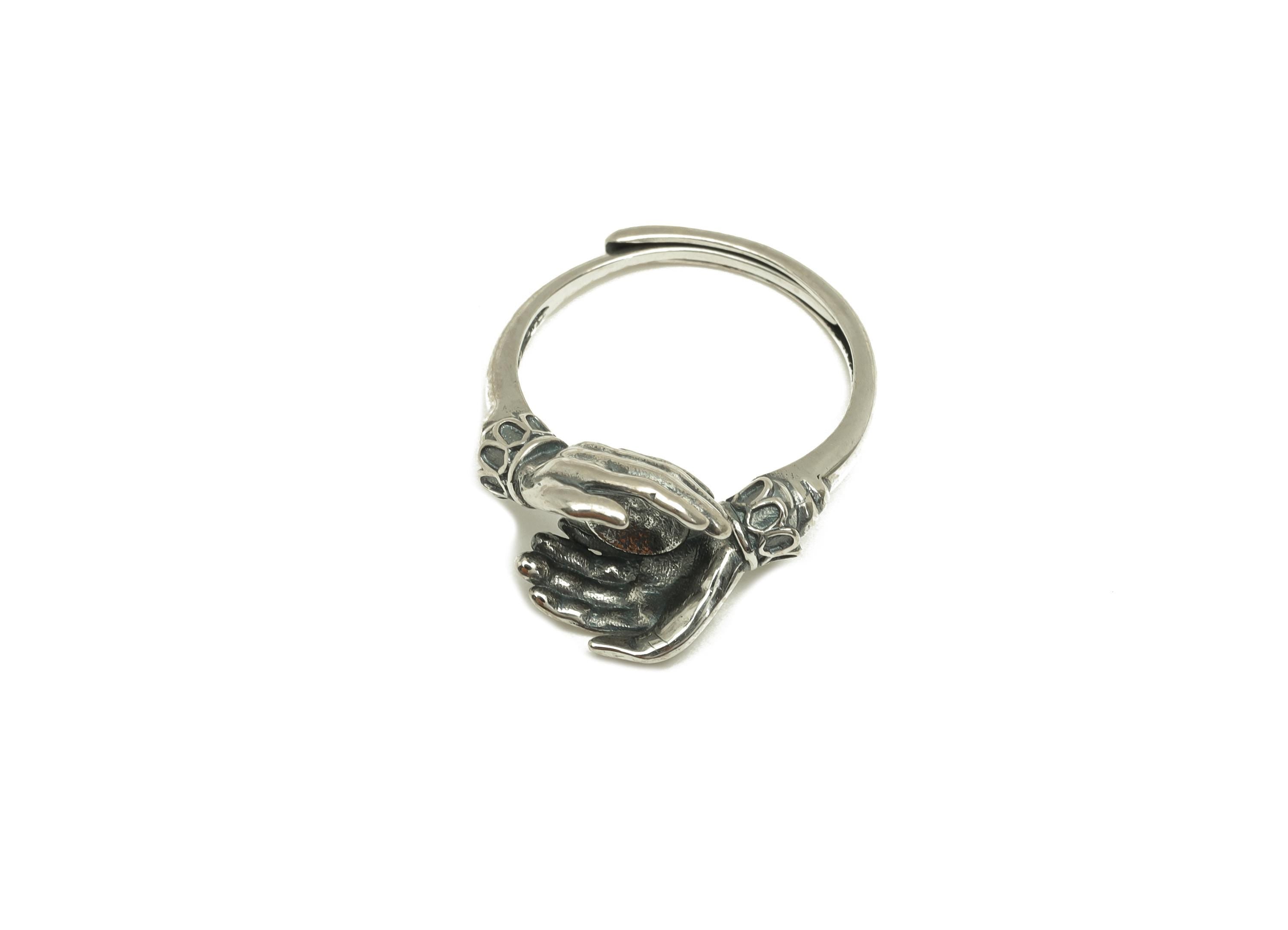 8mm Adjustable Pearl Setting Ring - Hand Adjustable Ring - Hoop Ring For Pearl - 925 Silver Sterling Silver - RGP7407 - DOMEDBAZAAR