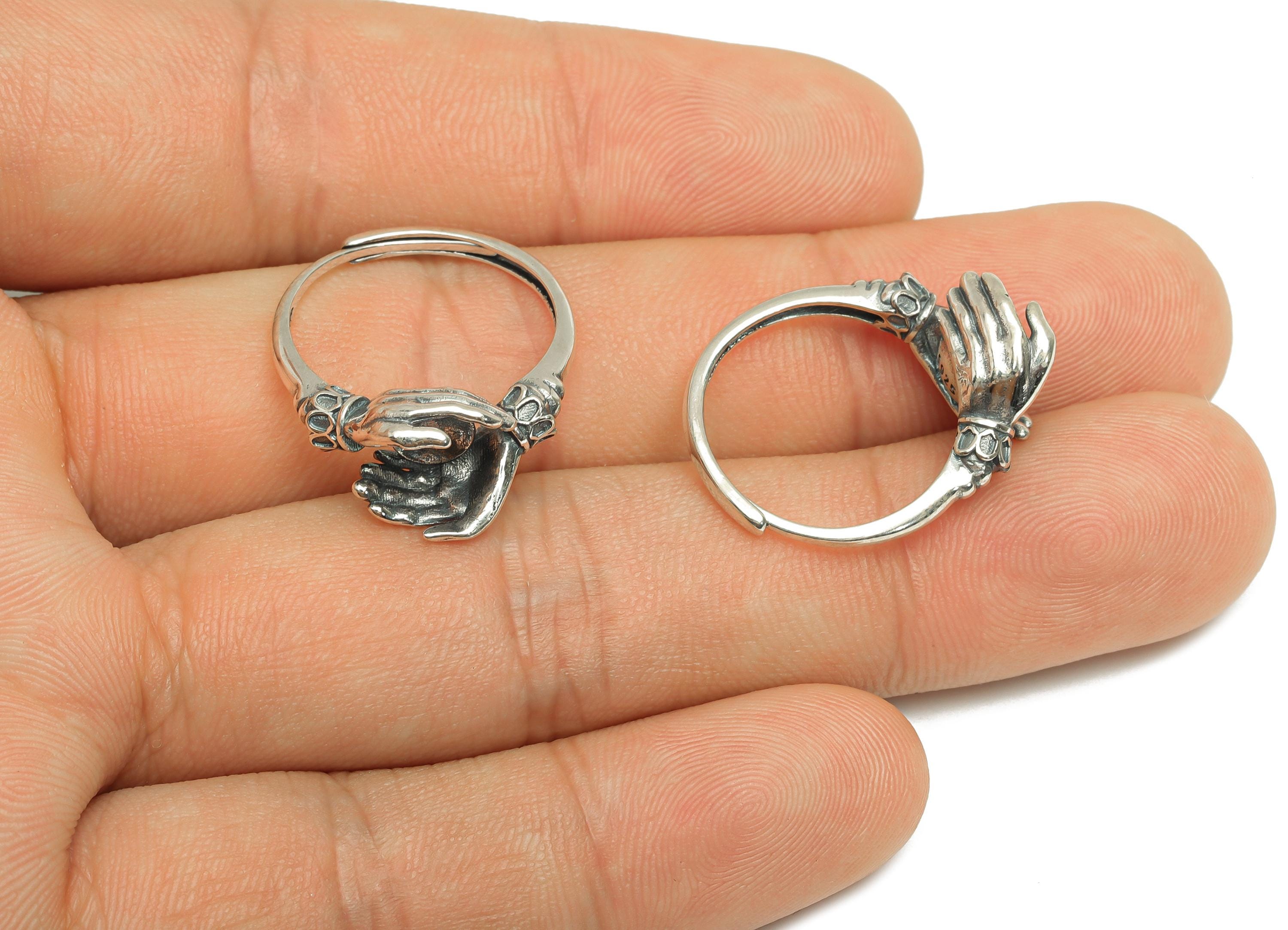 8mm Adjustable Pearl Setting Ring - Hand Adjustable Ring - Hoop Ring For Pearl - 925 Silver Sterling Silver - RGP7407 - DOMEDBAZAAR