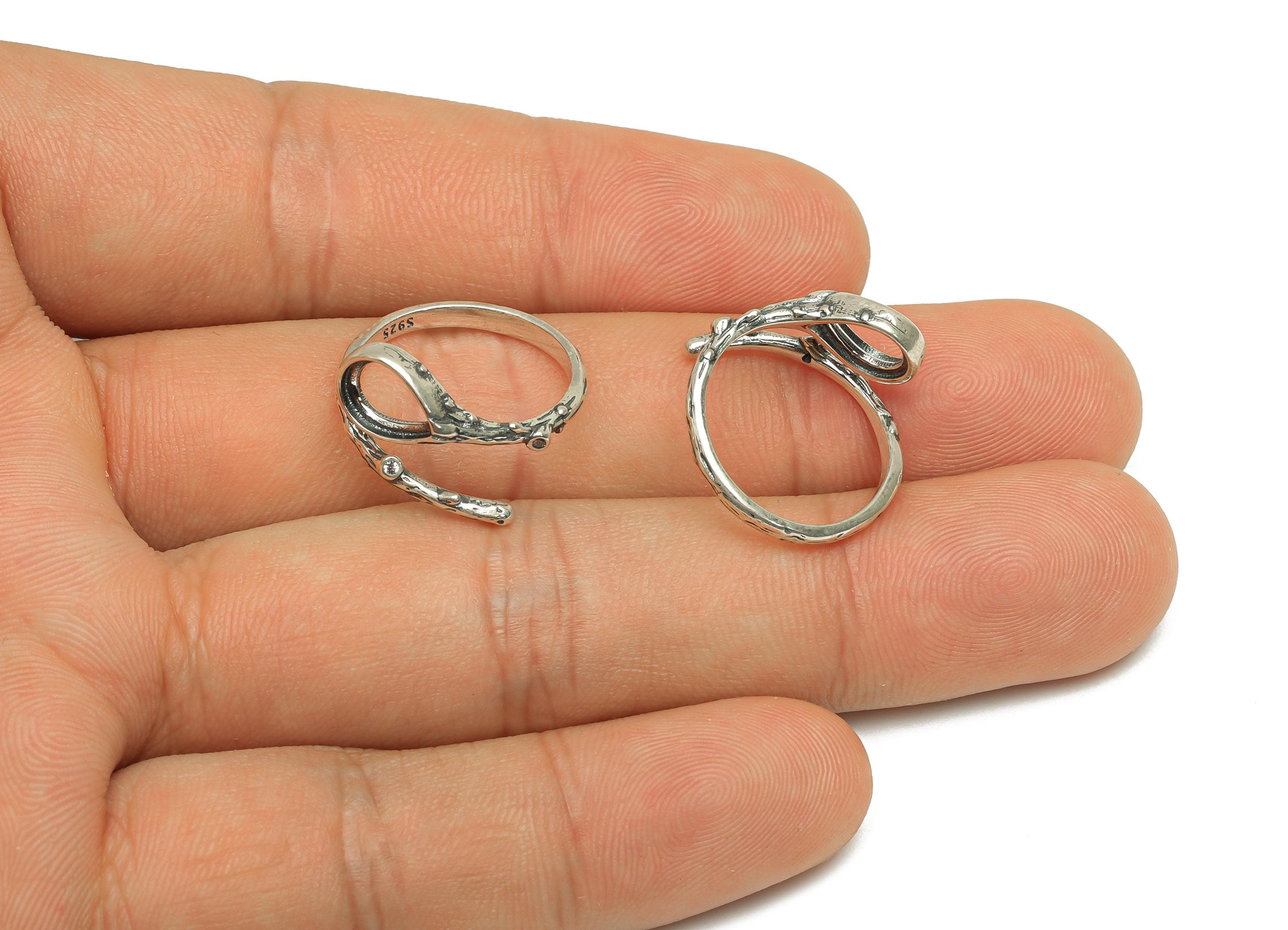 6X8mm Adjustable Drop Ring Setting - Silver Branch Adjustable Ring - Teardrop Ring - For Jewelry - 925 Silver Sterling Silver - RGP7404 - DOMEDBAZAAR