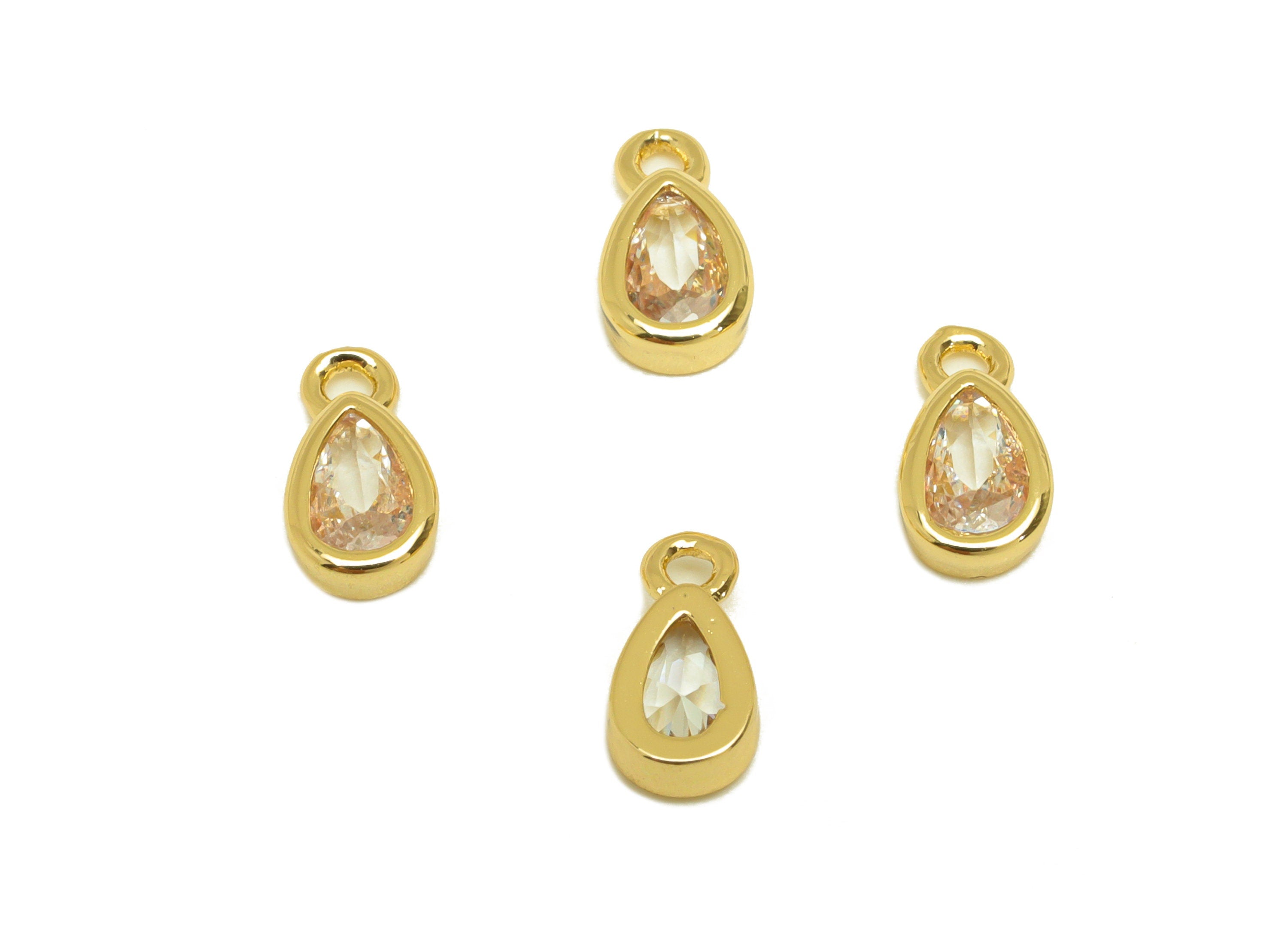 Brass CZ Teardrop Earring Charm - Brass Drop Cubic Zircon Charm - Mini CZ Earring Charm - 18K Real Gold Plating - 8x4.29x1.98mm - RGP7107 - DOMEDBAZAAR