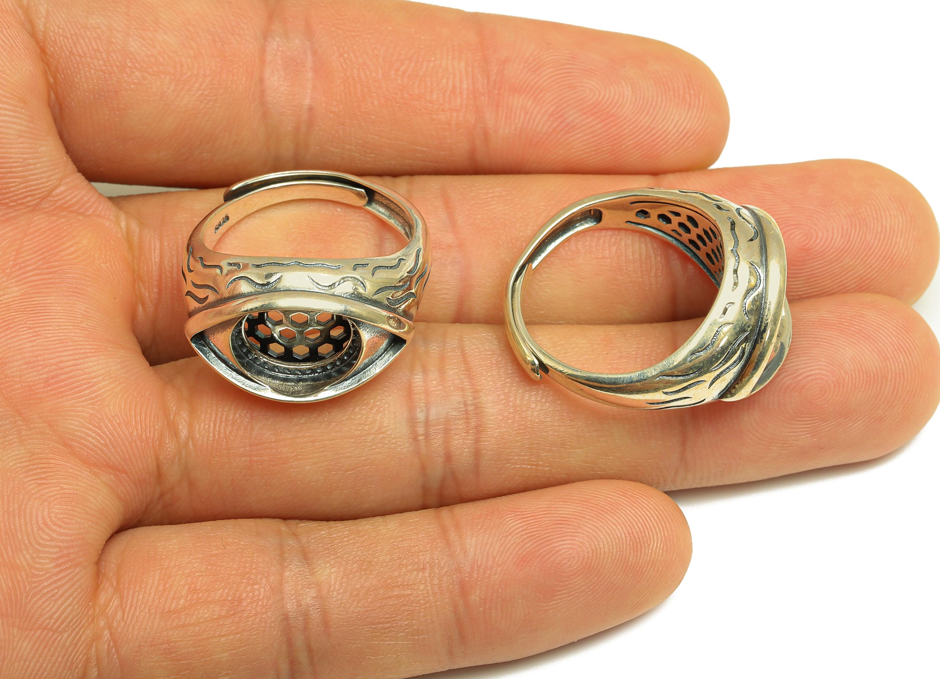 10X12mm Adjustable Oval Ring Setting - Silver Marquise Adjustable Ring - Thick Vintage Ring - For Jewelry - 925 Silver Sterling - RGP7424 - DOMEDBAZAAR