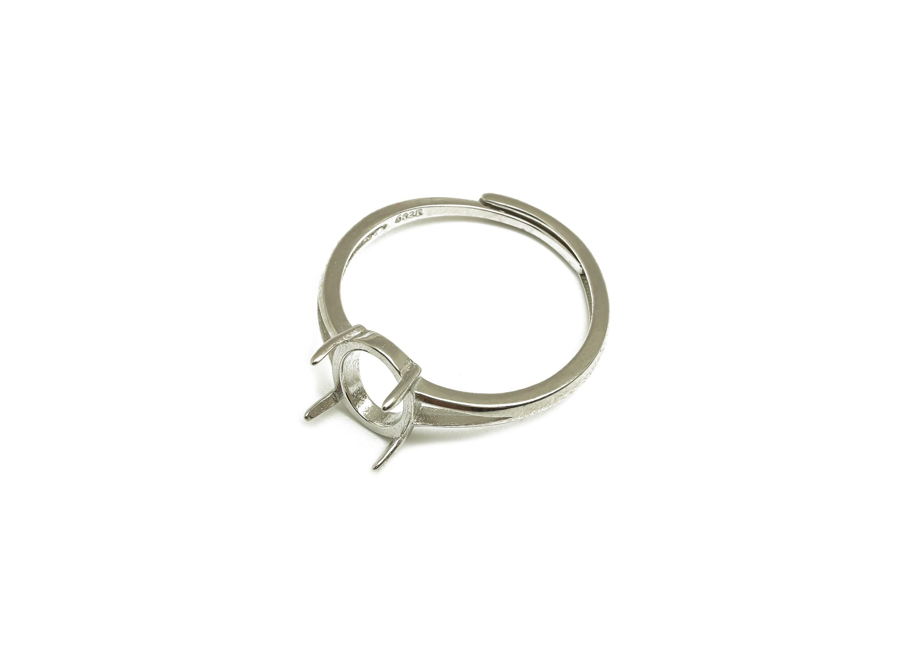 Adjustable Oval Ring Setting - 4 Prong setting - Silver Adjustable Ring - Cabochon Holder Ring - Handmade Ring Base - 925 Silver - RGP7420 - DOMEDBAZAAR
