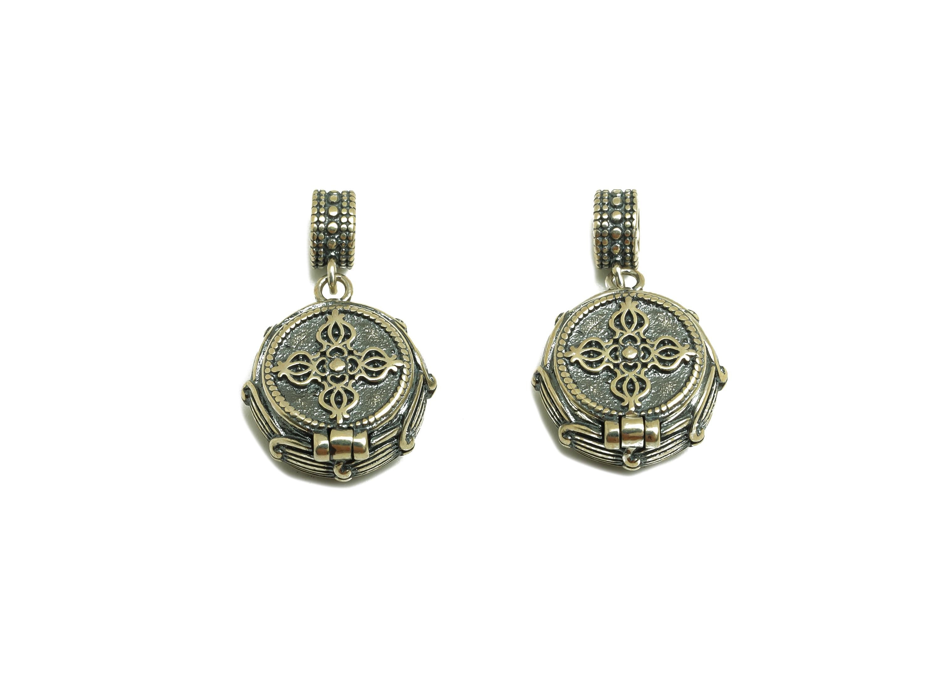 8mm Round Pendant Setting - Pattern Pendant Blank - Antique Looking Locket- Vintage Looking Locket - 925 Silver Sterling - RGP7443 - DOMEDBAZAAR
