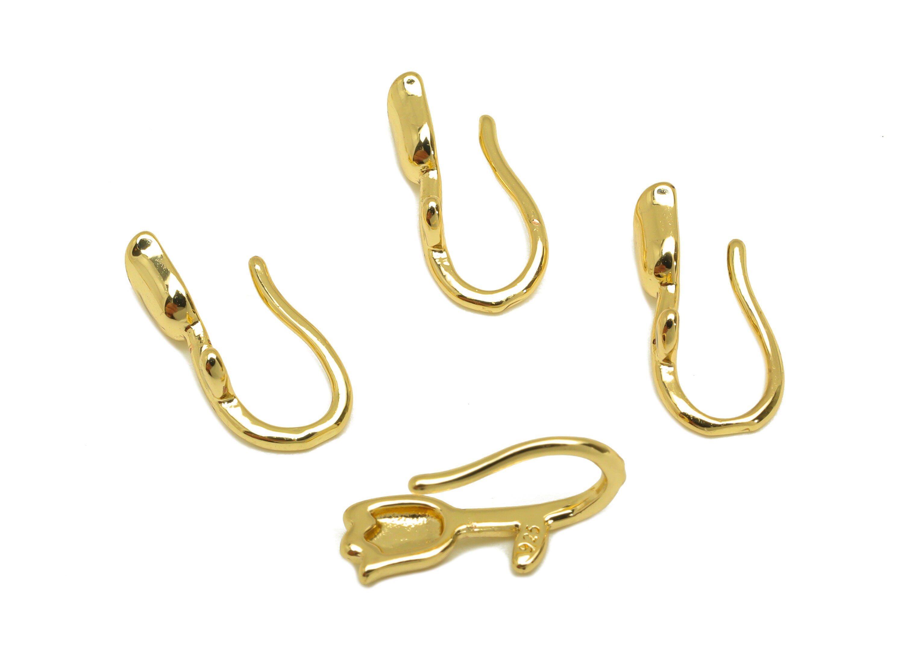 Brass Cuff Earring - Brass Tulip Wire Hook Earring - Botanical Nose Clip - Brass Cuff Earring - 18K Real Gold Plating - 15x4x6mm - RGP7077 - DOMEDBAZAAR