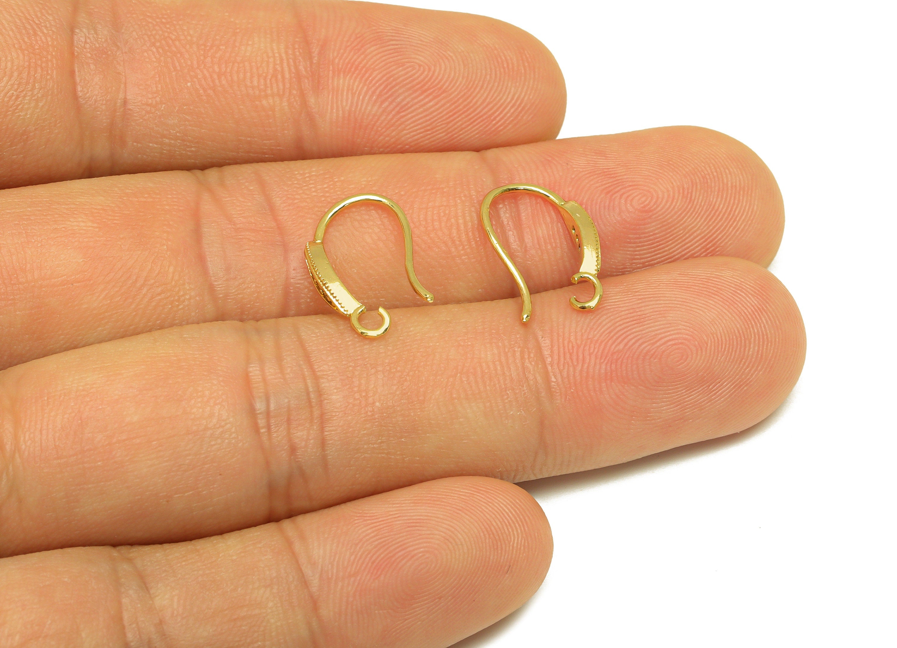 Brass Marquise Earring Hook - Brass Zircon Earring Wire With Loop - Brass Earring Wire Hook - - 18K Real Gold Plating - 15x9x2mm - RGP7122 - DOMEDBAZAAR