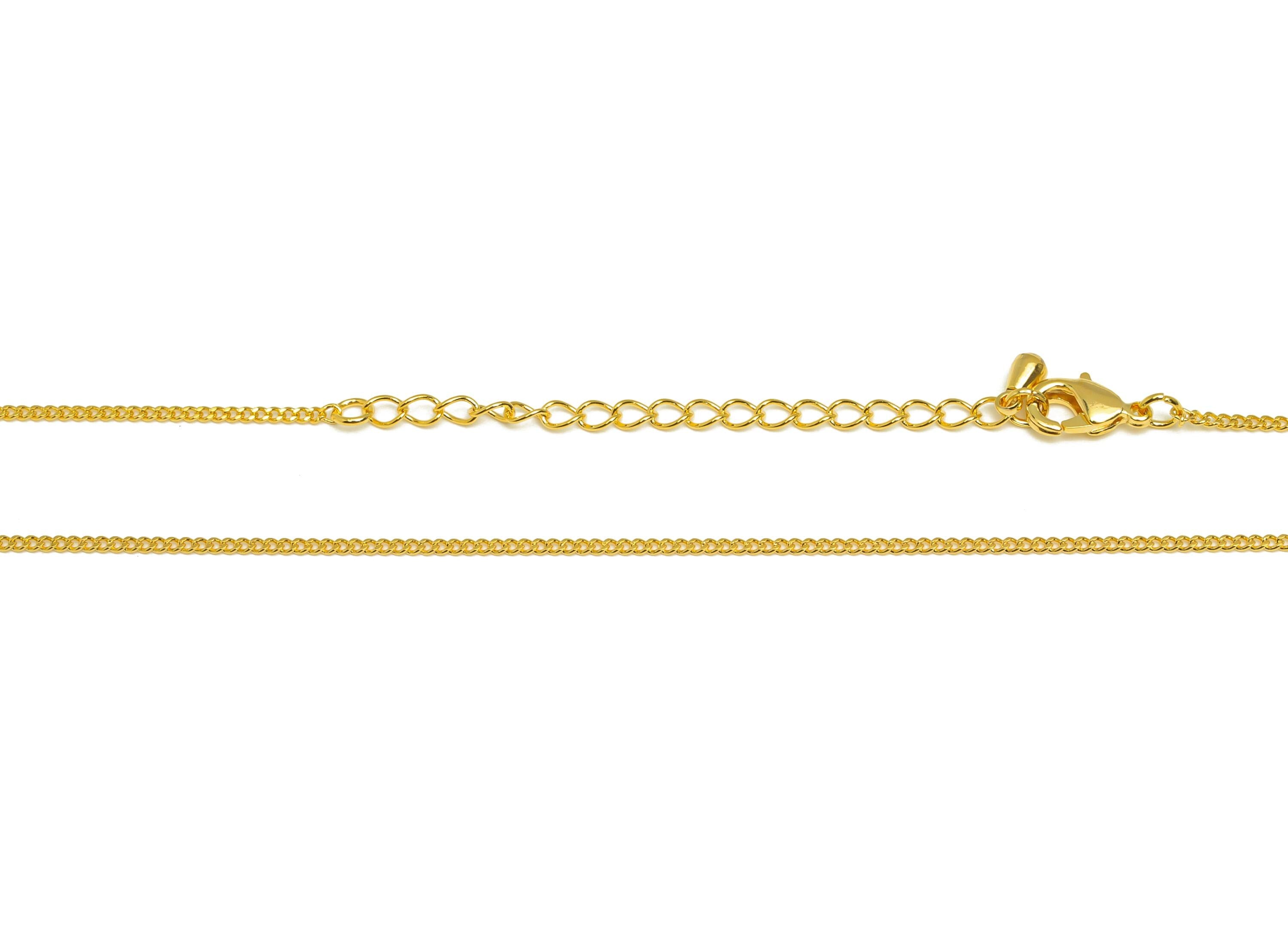 0.235 Finished Cable Chain - Gold 42+6cm Faceted Flat Cable Chain - Brass Flat Cable Chain - For Necklace - 18K Real Gold Plating - RGP7468 - DOMEDBAZAAR