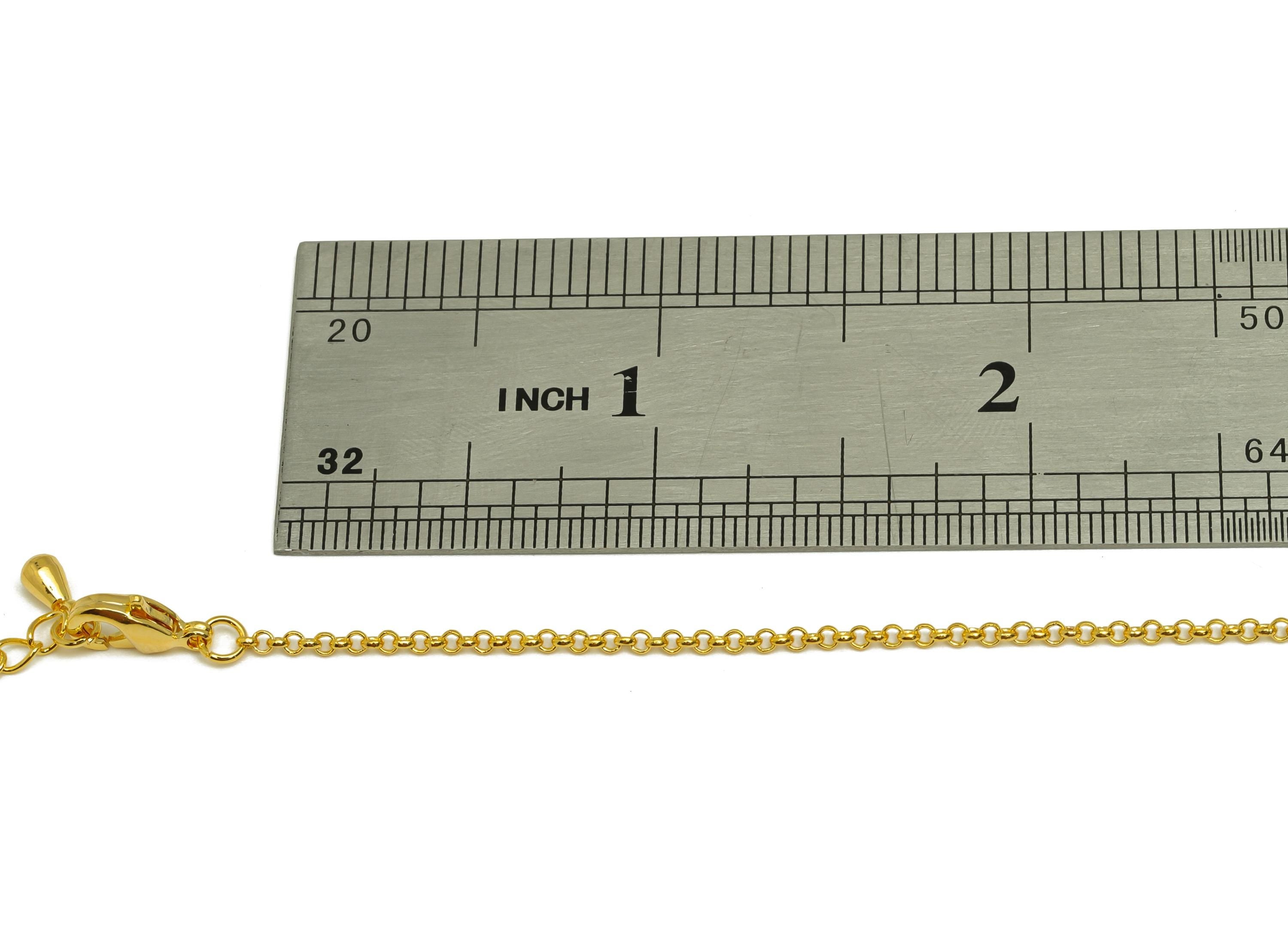 1.5 Finished Rolo Chain - Gold 42+6cm Rolo Chain - Brass Finished Rolo Necklace Chain - For Necklace - 18K Real Gold Plating - RGP7472 - DOMEDBAZAAR