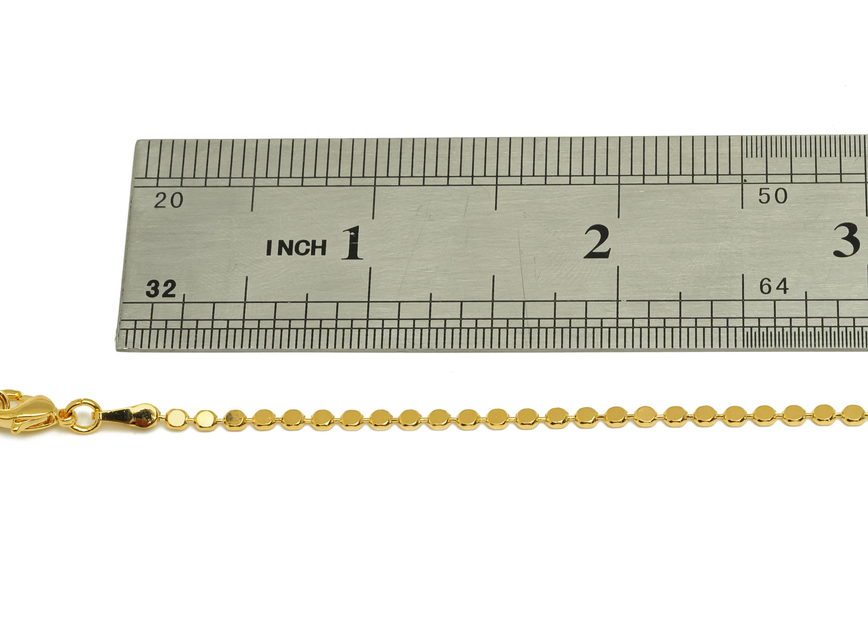 2mm Finished Flat Ball Chain - Gold 42.5+6cm Beaded Chain Pellet - Brass Flat Round Chain - For Necklace - 18K Real Gold Plating - RGP7477 - DOMEDBAZAAR