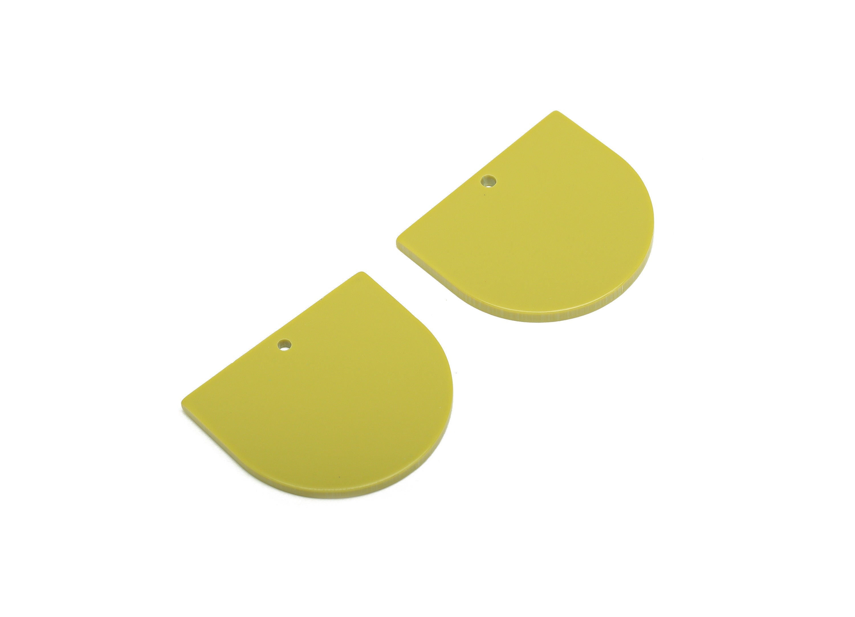 Acrylic D Earring Charms - Acrylic Green Domed Pendant - Domed Charm - Color Code: A1026 - 33.48x29x2mm - AC1094-A1026 - DOMEDBAZAAR