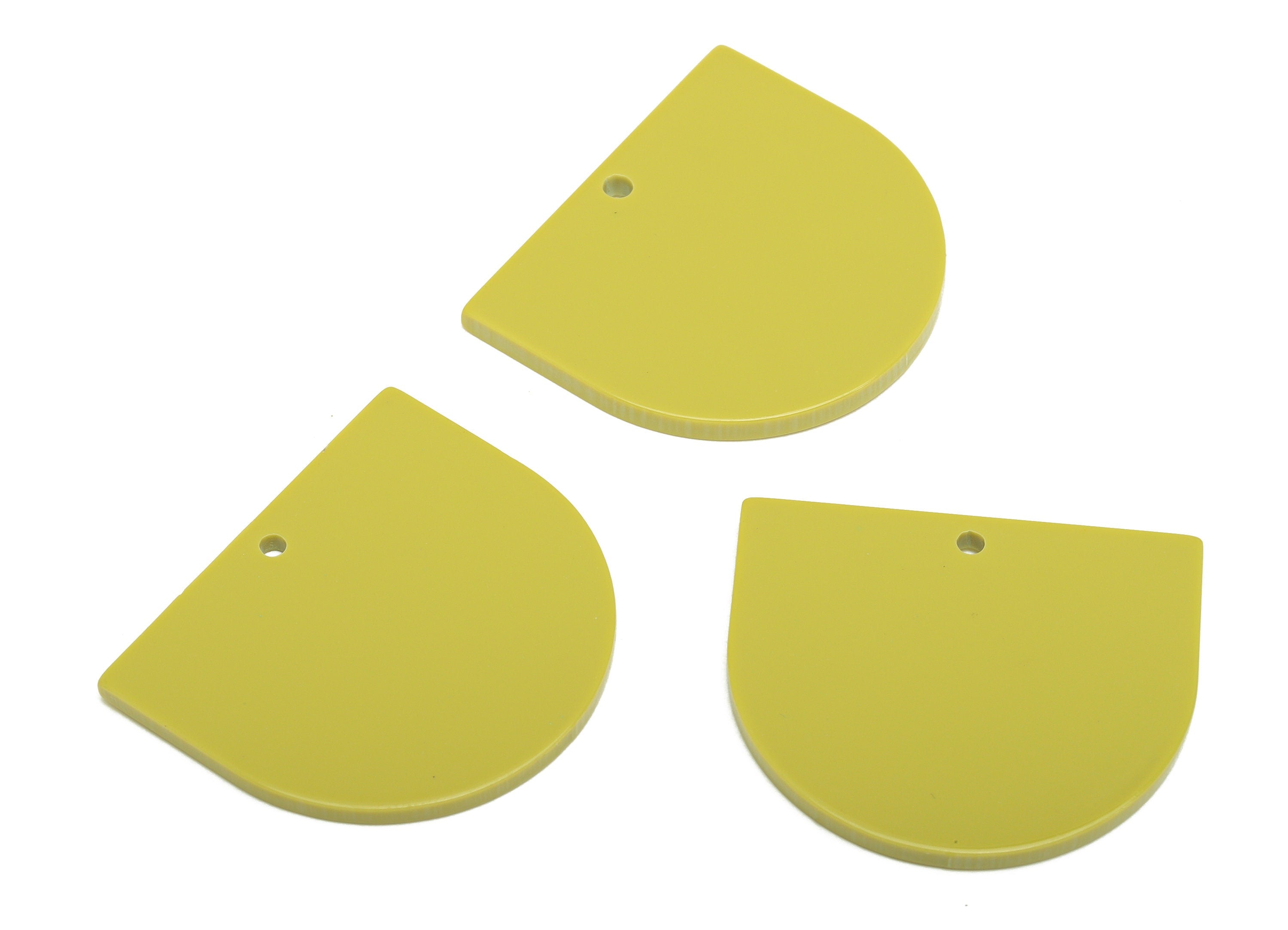 Acrylic D Earring Charms - Acrylic Green Domed Pendant - Domed Charm - Color Code: A1026 - 33.48x29x2mm - AC1094-A1026 - DOMEDBAZAAR