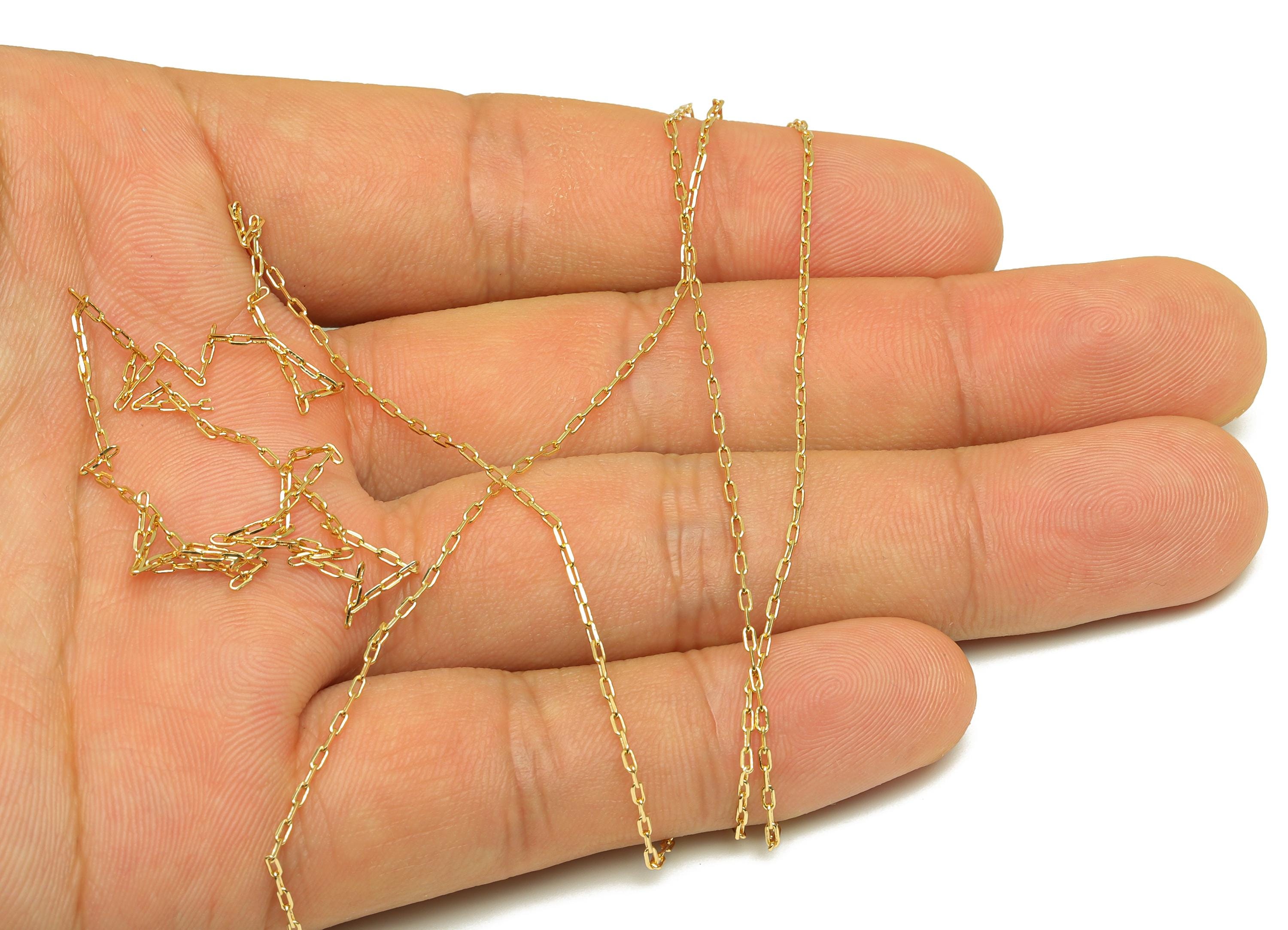 2.3mm Faceted Cable Chain - Brass 0.235 Faceted Cable Necklace Chain - Gold Rectangle Cable Bracelet Chain - 18K Real Gold Plated - RGP7487 - DOMEDBAZAAR