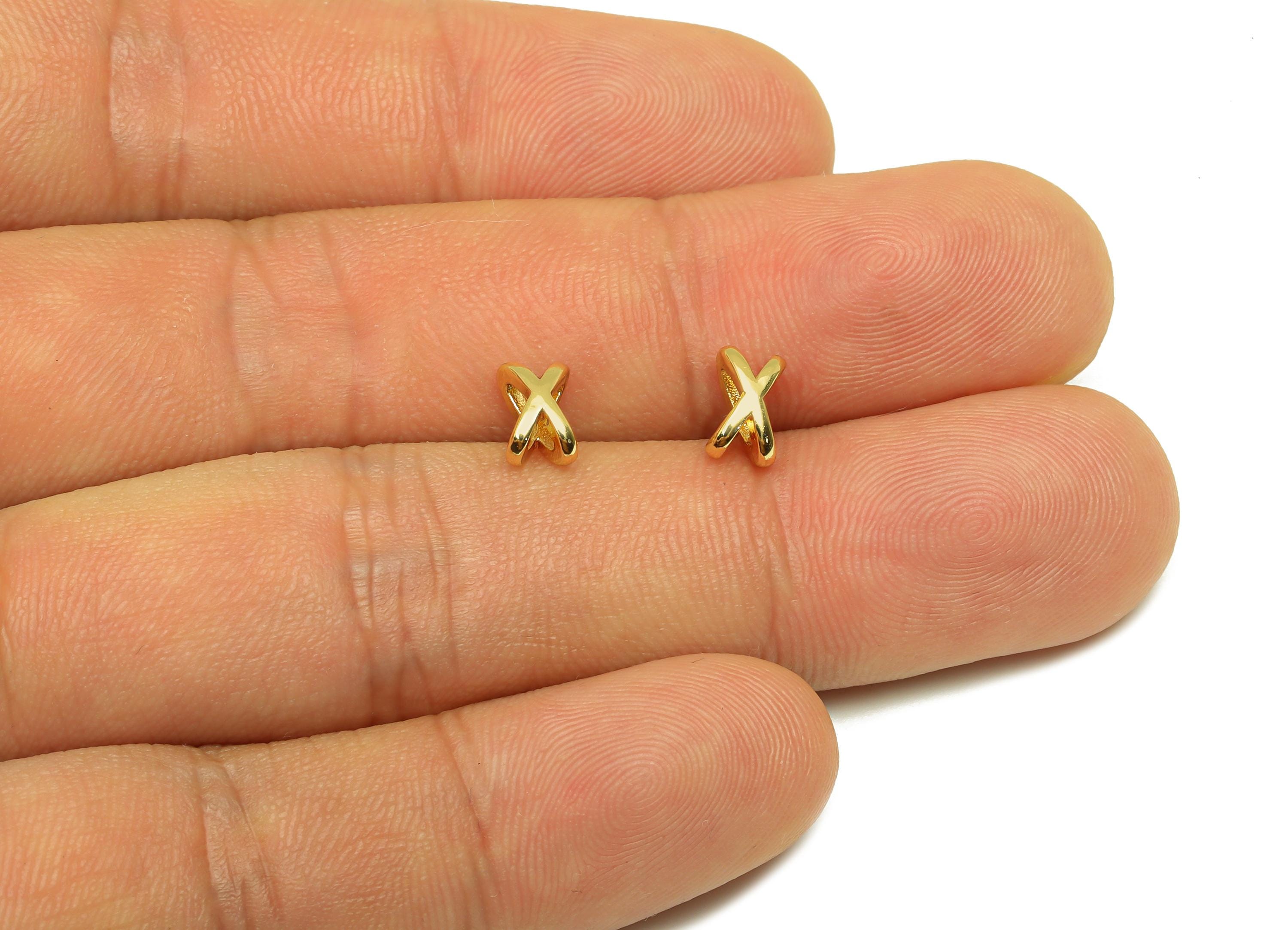 Brass Knot Bead Earring Charm - Brass Star Spacer Bead Charm - Brass Wire Bead Earring Charm - 18K Real Gold Plating - 7.36x4x4mm - RGP7753 - DOMEDBAZAAR