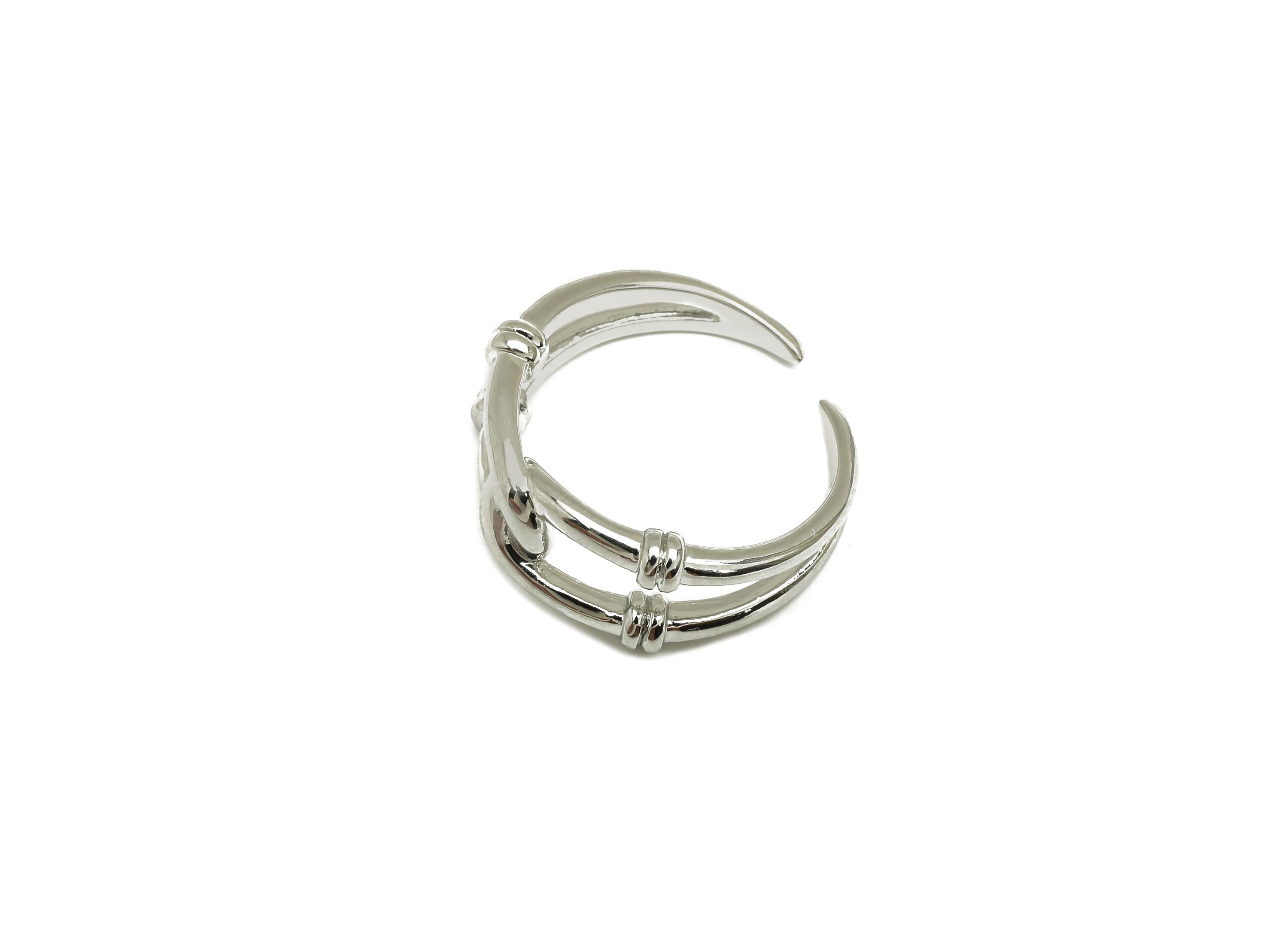 Brass Textured Cross Ring - Brass Ring Settings - Adjustable Rings - Open Hoop Cross Ring - 18K Real White Gold Plating - 20x20x8mm -RGP7770 - DOMEDBAZAAR