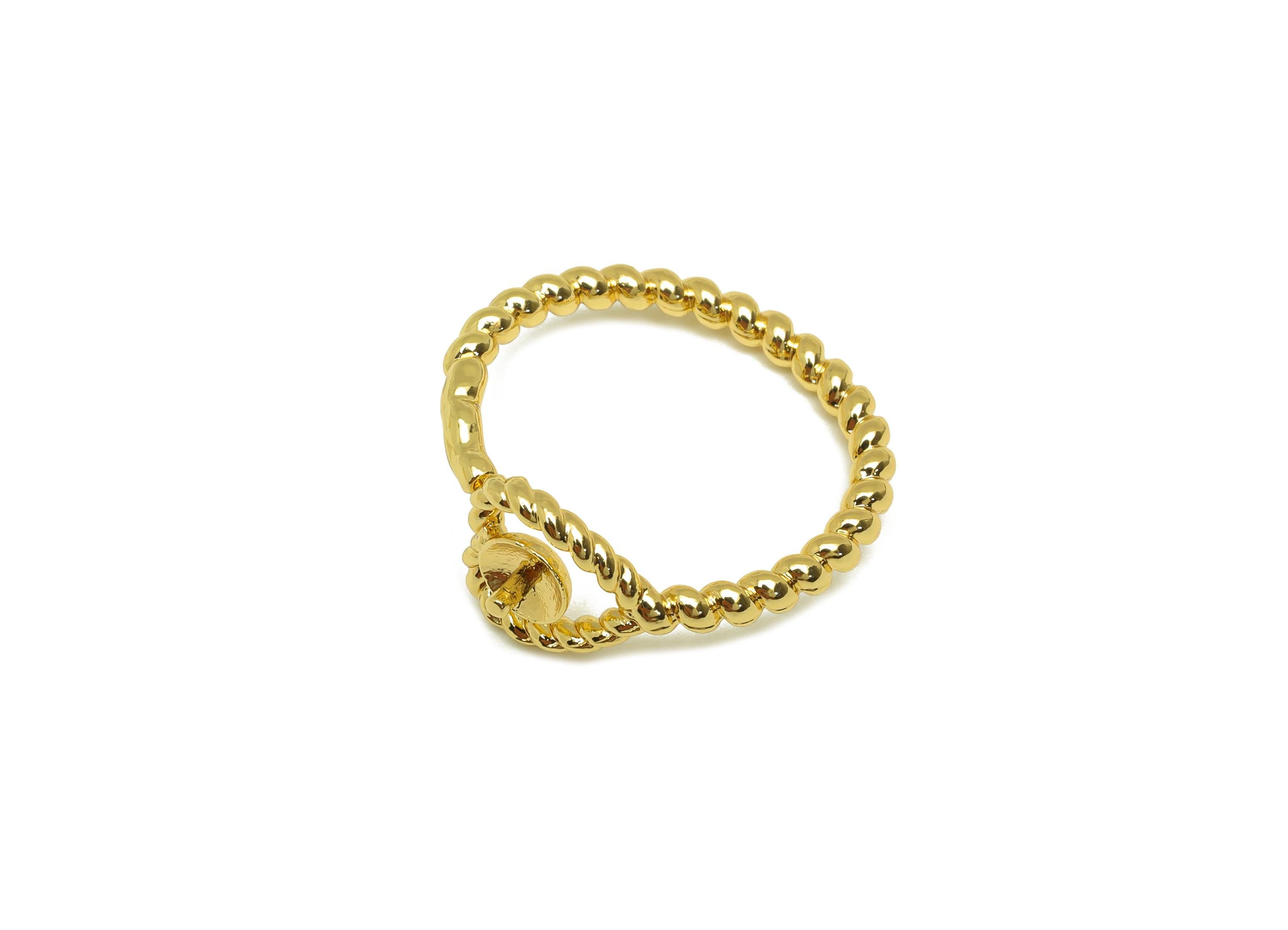 Brass Heart Chain Ring - Brass Rope Wire Ring - Brass Adjustable Ring - Ring for Peral - 18K Real Gold Plating -22x20x2.06mm - RGP7789 - DOMEDBAZAAR