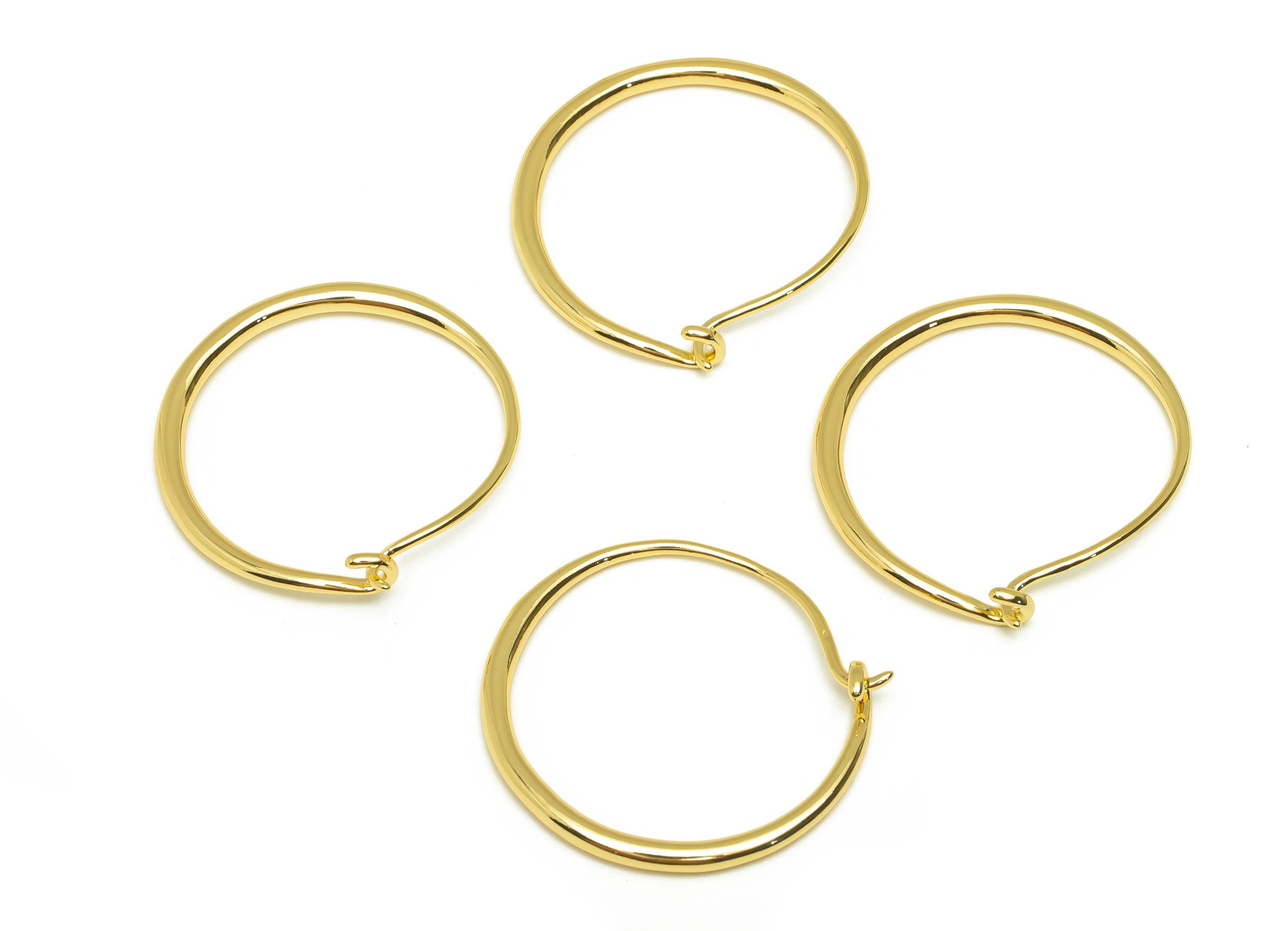 Brass Hoop Wire Earring - Brass Round Hoop Wire Earring - Brass Hook Wire Earring - Hoop Earring - 18K Real Gold Plating - 30x29x2mm-RGP7791 - DOMEDBAZAAR