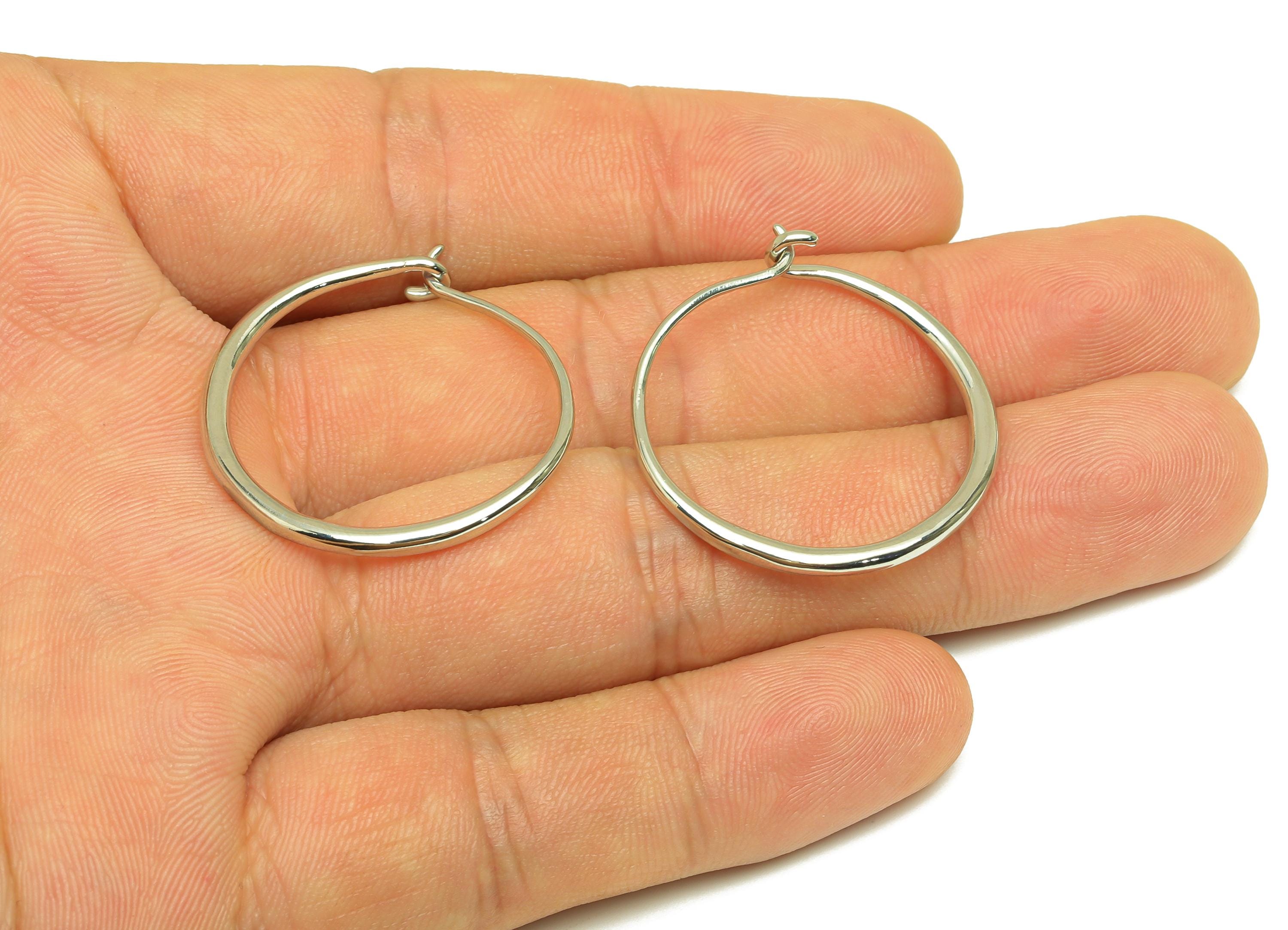 Brass Hoop Wire Earring - Brass Hoop Wire Earring - Brass Hook Wire Earring - Hoop Earring - 18K Real White Gold Plating - 30x29x2mm-RGP7780 - DOMEDBAZAAR