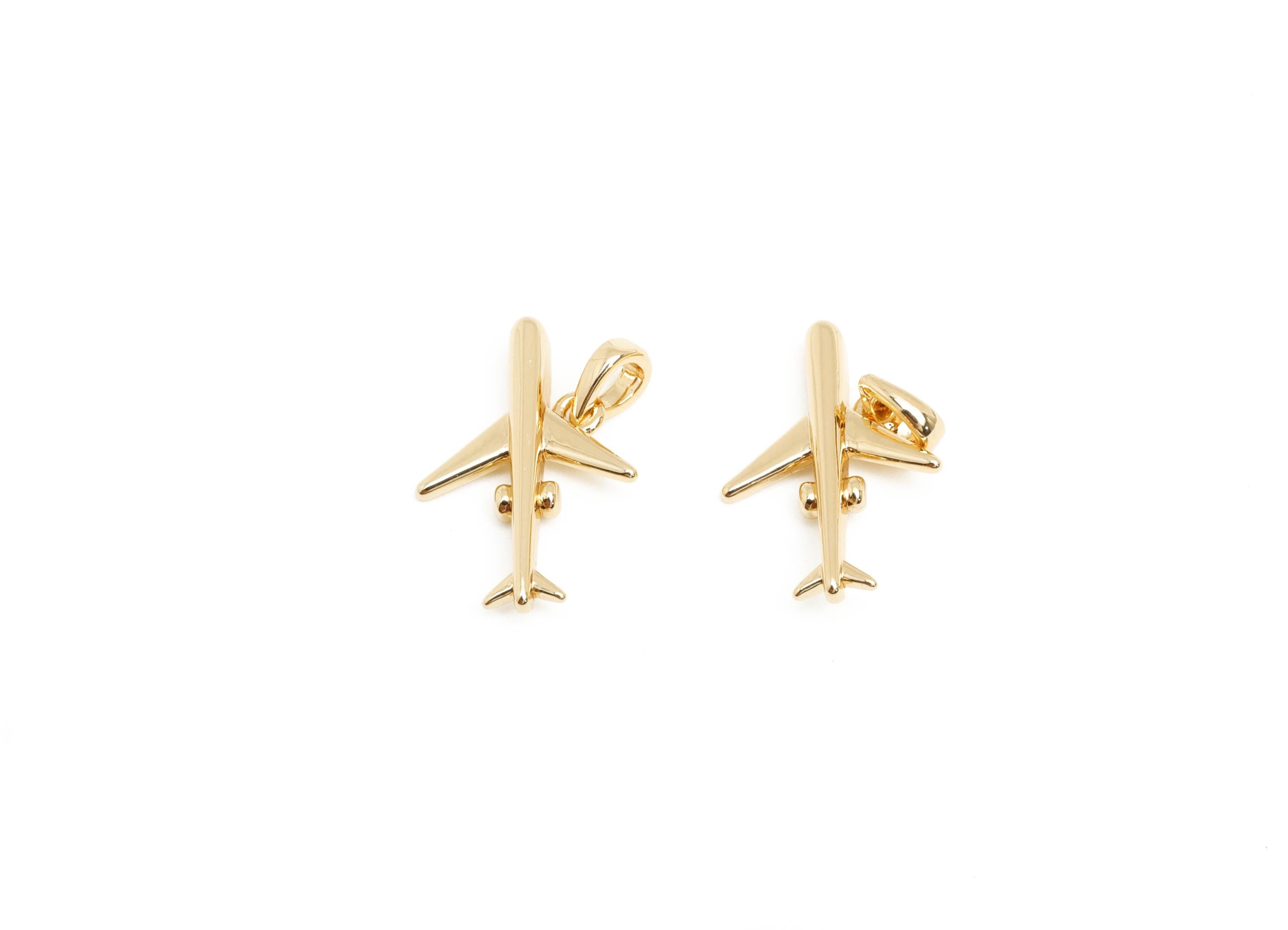 Brass Airplane Charms - Gold Textured Airplane Pendant - Mini Airplane Earring Charms - 18K Real Gold Plating - 14.75x10.05x1.64mm - RGP7651 - DOMEDBAZAAR