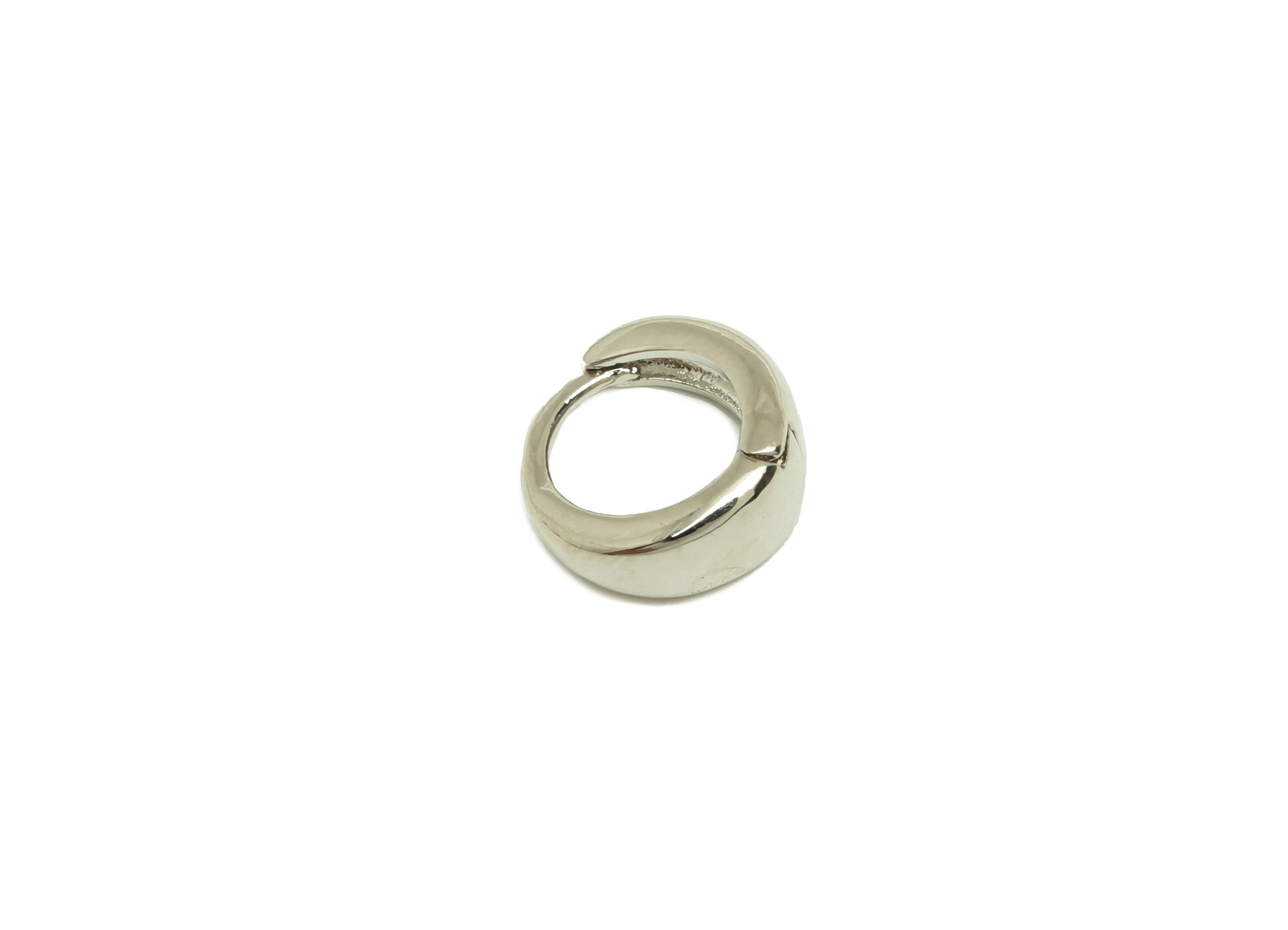 Brass Hoop Earring - Brass Silver Round Hoop Earring - Brass Thick Huggie Hoop Earring - 18K Real White Gold Plating - 11.2x10x5mm - RGP7820 - DOMEDBAZAAR