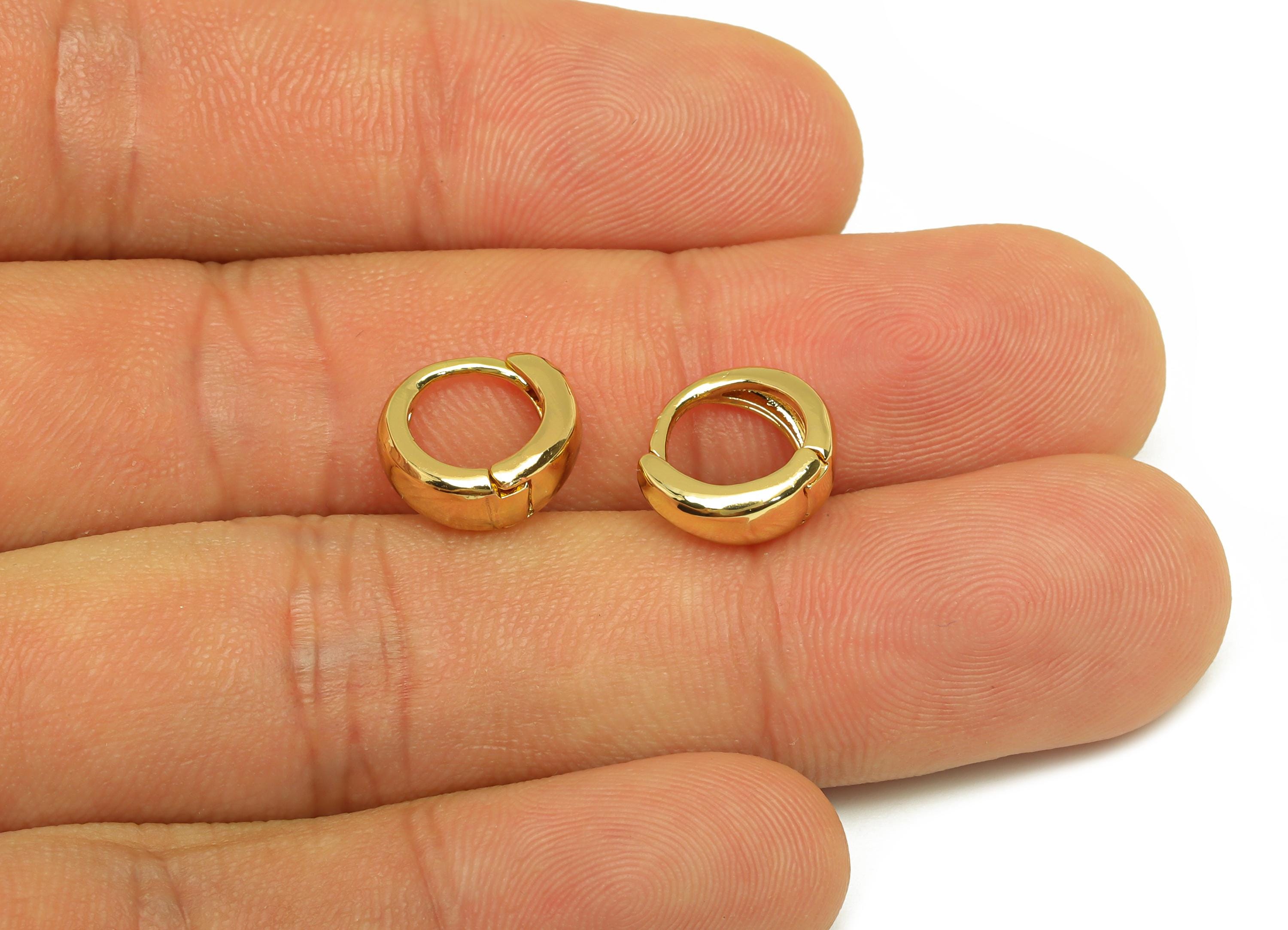 Brass Hoop Earring - Brass Silver Round Hoop Earring - Brass Thick Huggie Hoop Earring - 18K Real Gold Plating - 11.2x10x5mm - RGP7831 - DOMEDBAZAAR