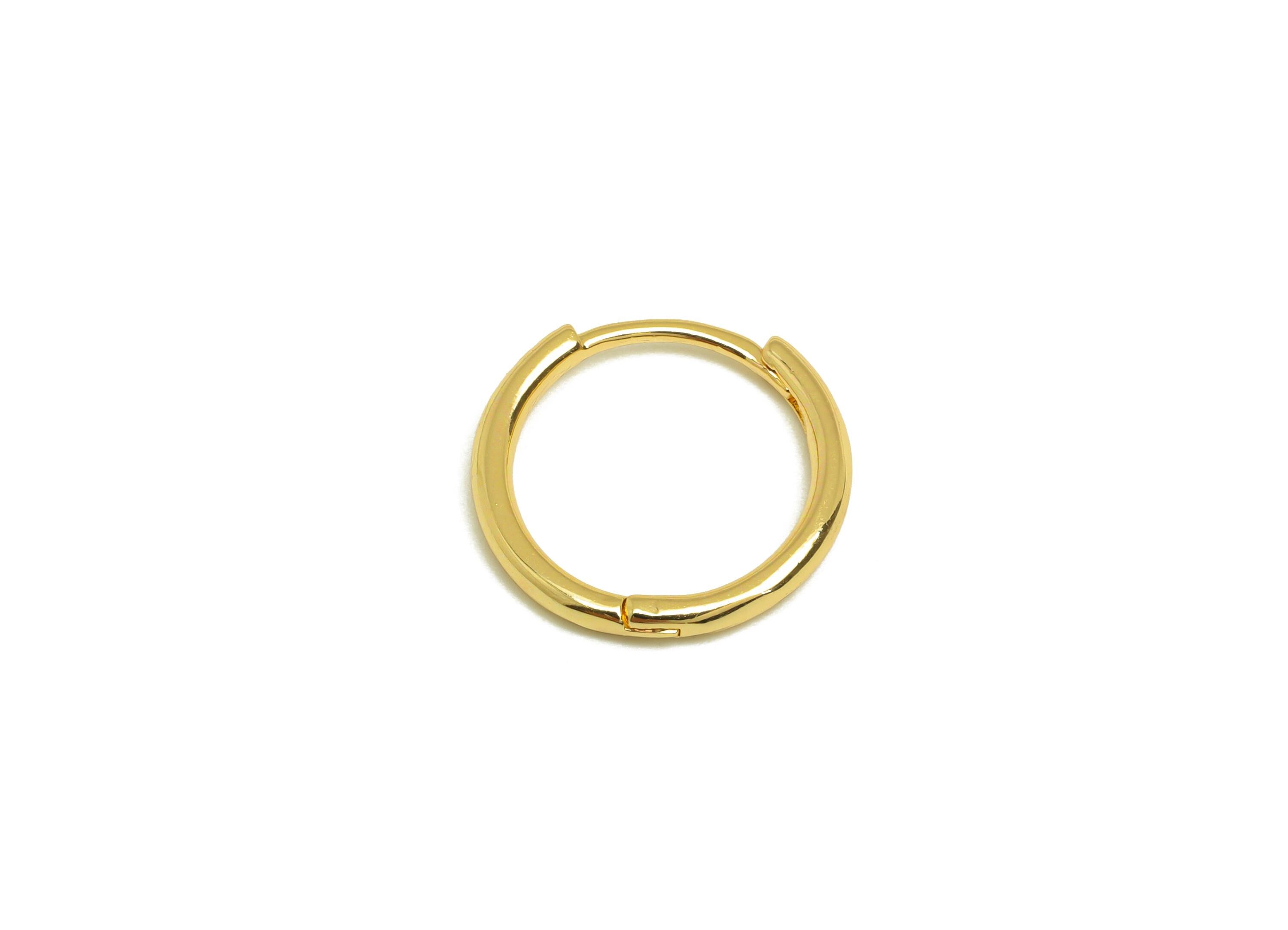Brass Hoop Earring - Brass Round Hoop Earring - Brass Huggie Hoop Clasp Earring - 18K Real Gold Plating - 17x16x2.03mm - RGP7816 - DOMEDBAZAAR