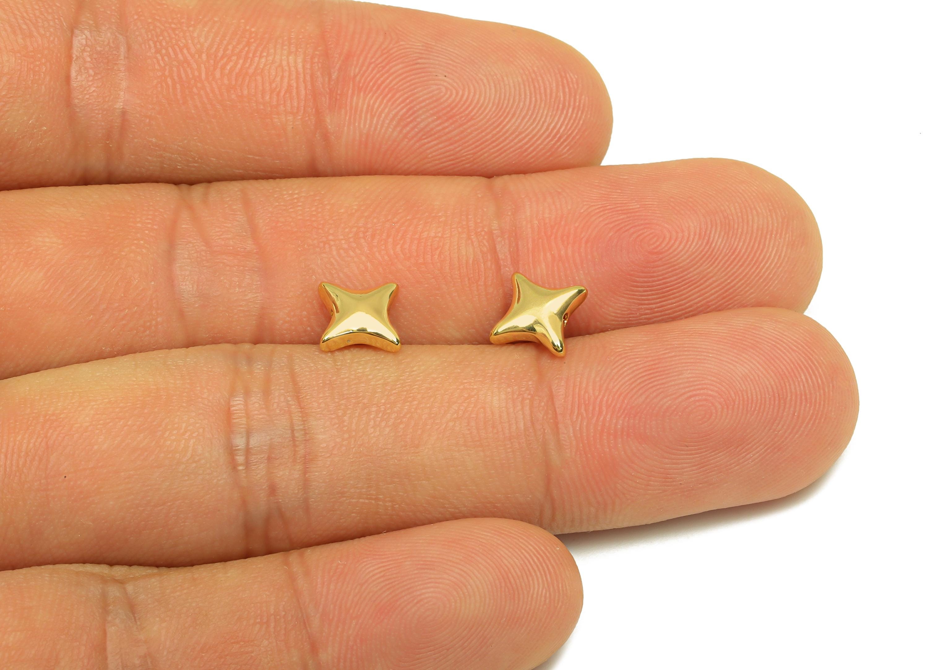 Star Bracelet Spacer Beads - Brass Beaded Cubic Earring Bead - Brass Star Bracelet Bead - 18k Real Gold Plating - 9.43x9.15x3.02mm - RGP7812 - DOMEDBAZAAR