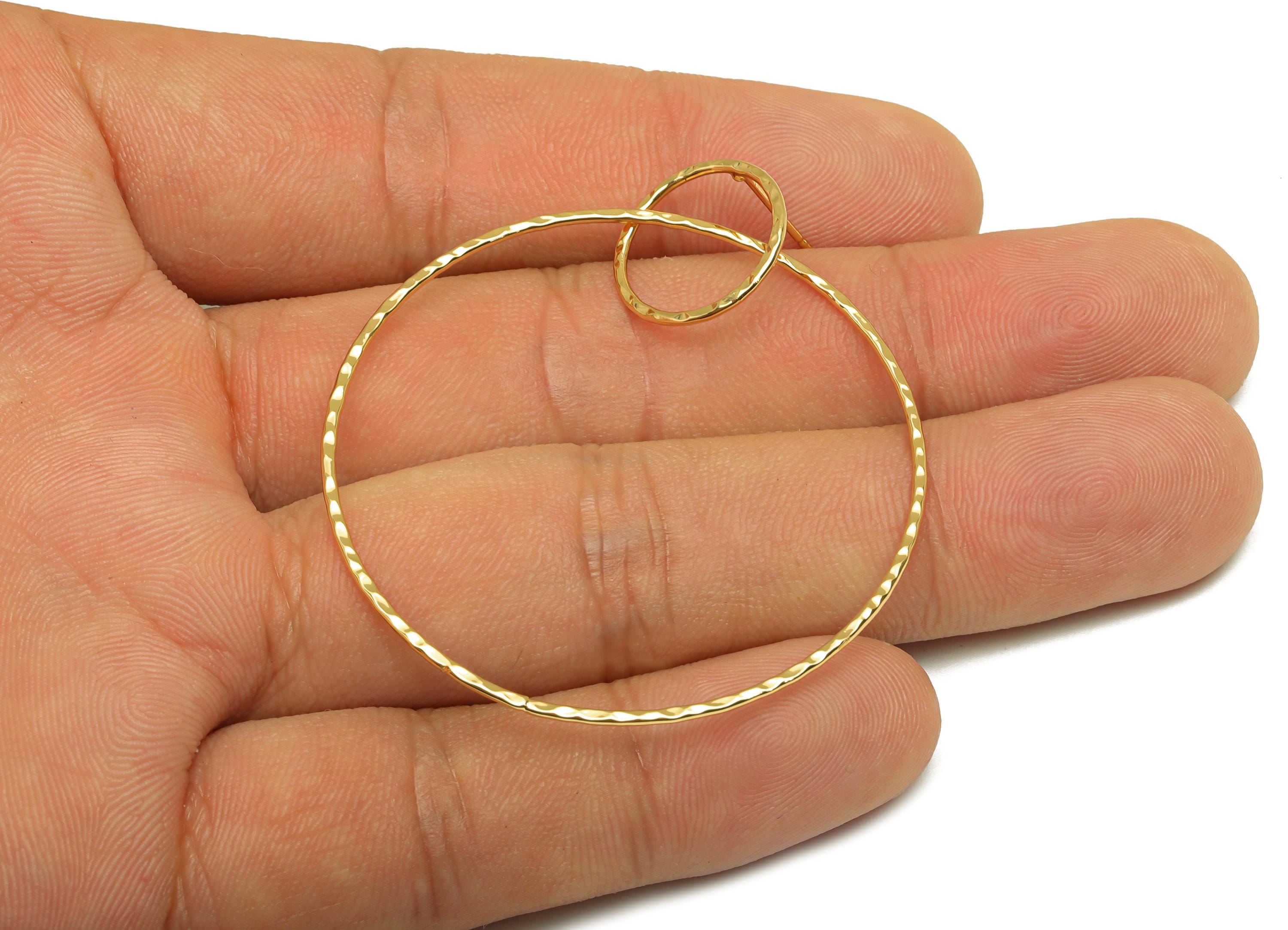 Brass Round Earring Stud - Brass Dangle Earring Post - Geometry Hammered Earring Post - 18K Real Gold Plated - 57x45.6x0.73mm - RGP7845 - DOMEDBAZAAR