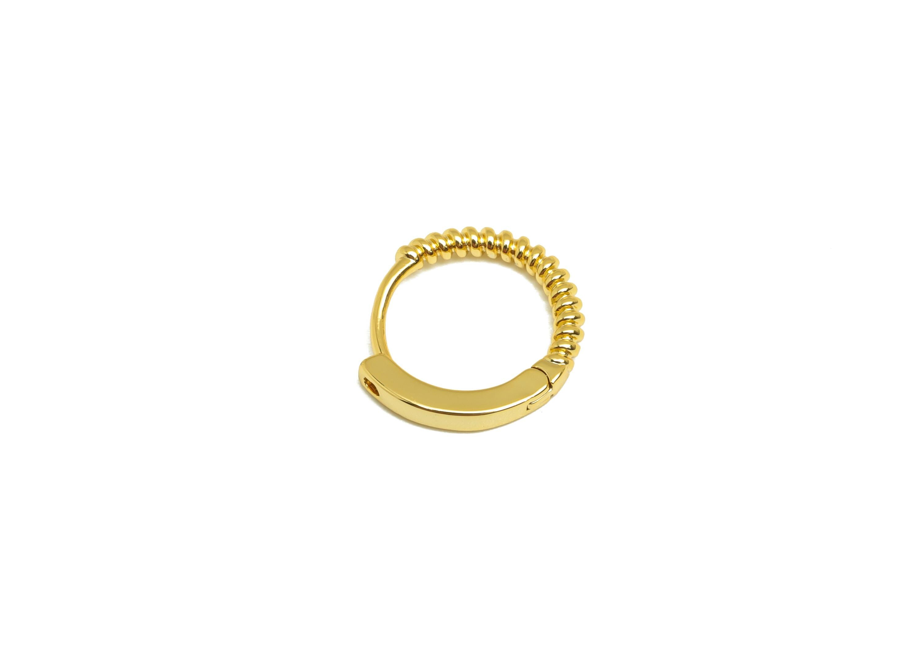 Brass Hoop Earring - Brass Round Earring Clasp - Brass Huggie Hoop Clasp Earring - 18K Real Gold Plating - 13x12x1mm - RGP7839 - DOMEDBAZAAR
