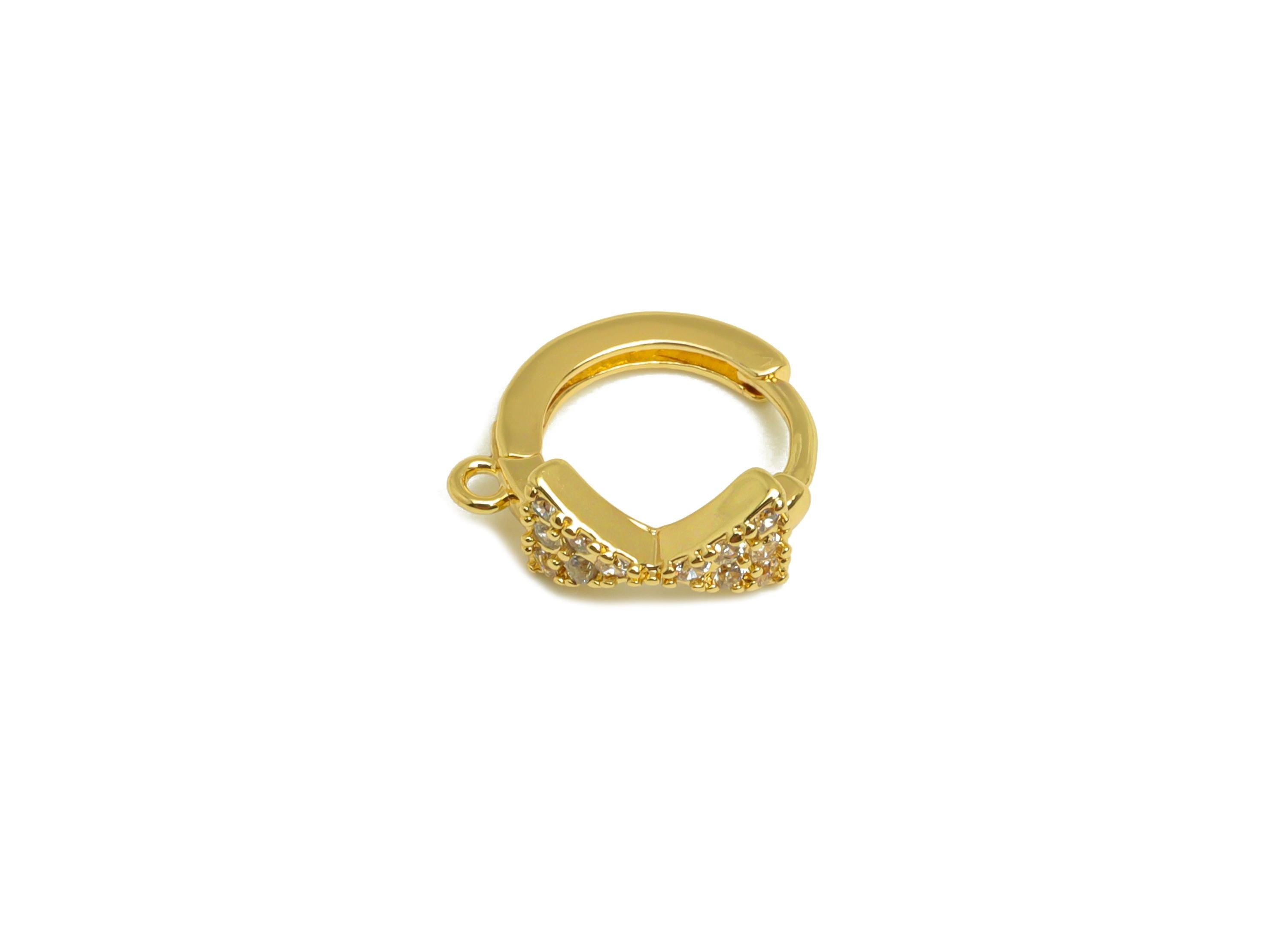 Brass Hoop Earring - Butterfly Bow Earring Clasp - Brass Bow Huggie Hoop Clasp Earring - 18K Real Gold Plating - 10.96x10.54x4.8mm - RGP7837 - DOMEDBAZAAR