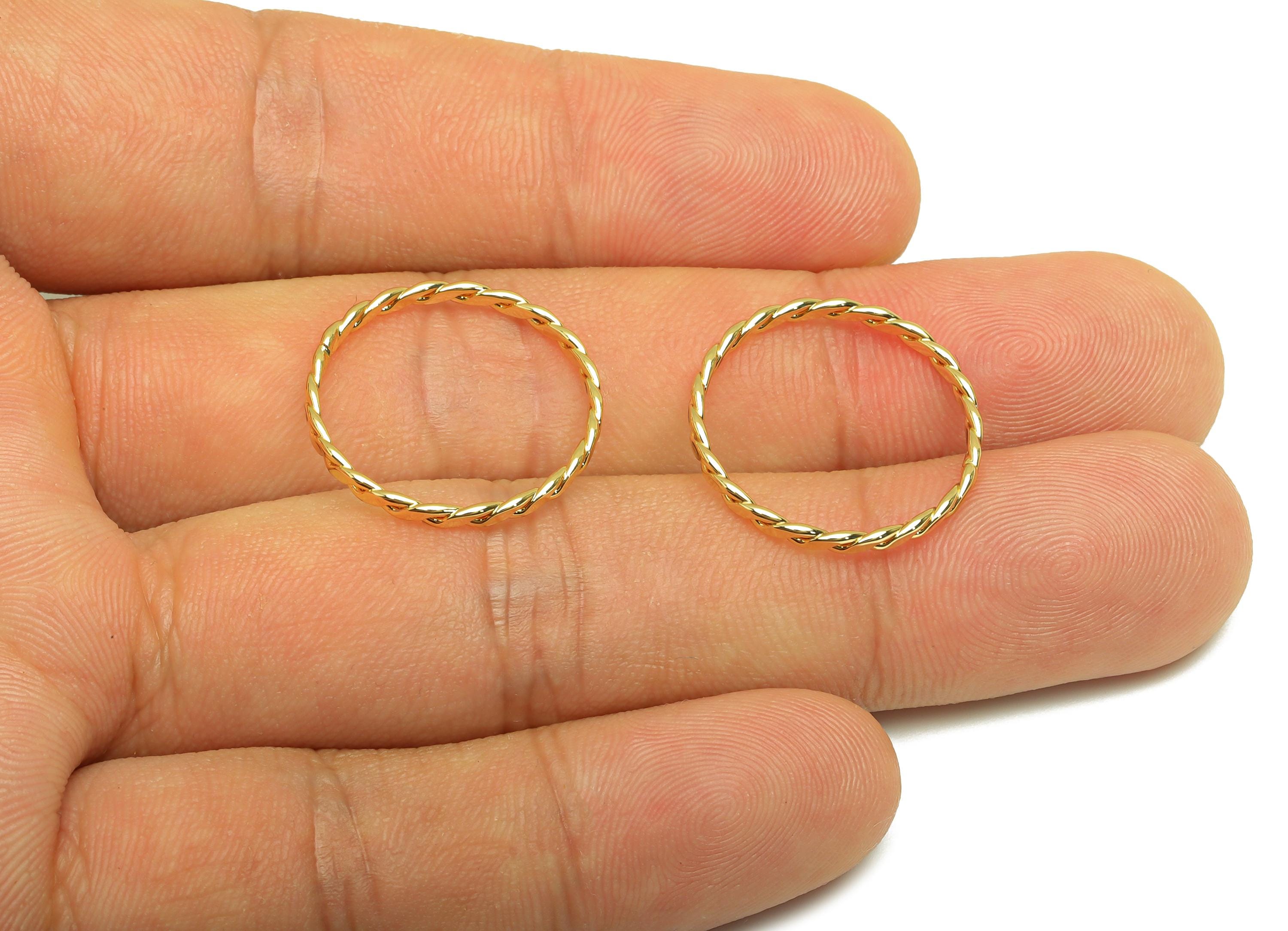 Hammered Twisted Chian Ring - Ring Settings - Brass Chain Rings - Rope Chian Rope Rings - 18K Real Gold Plating - 20.45x20x1.95mm - RGP7867 - DOMEDBAZAAR