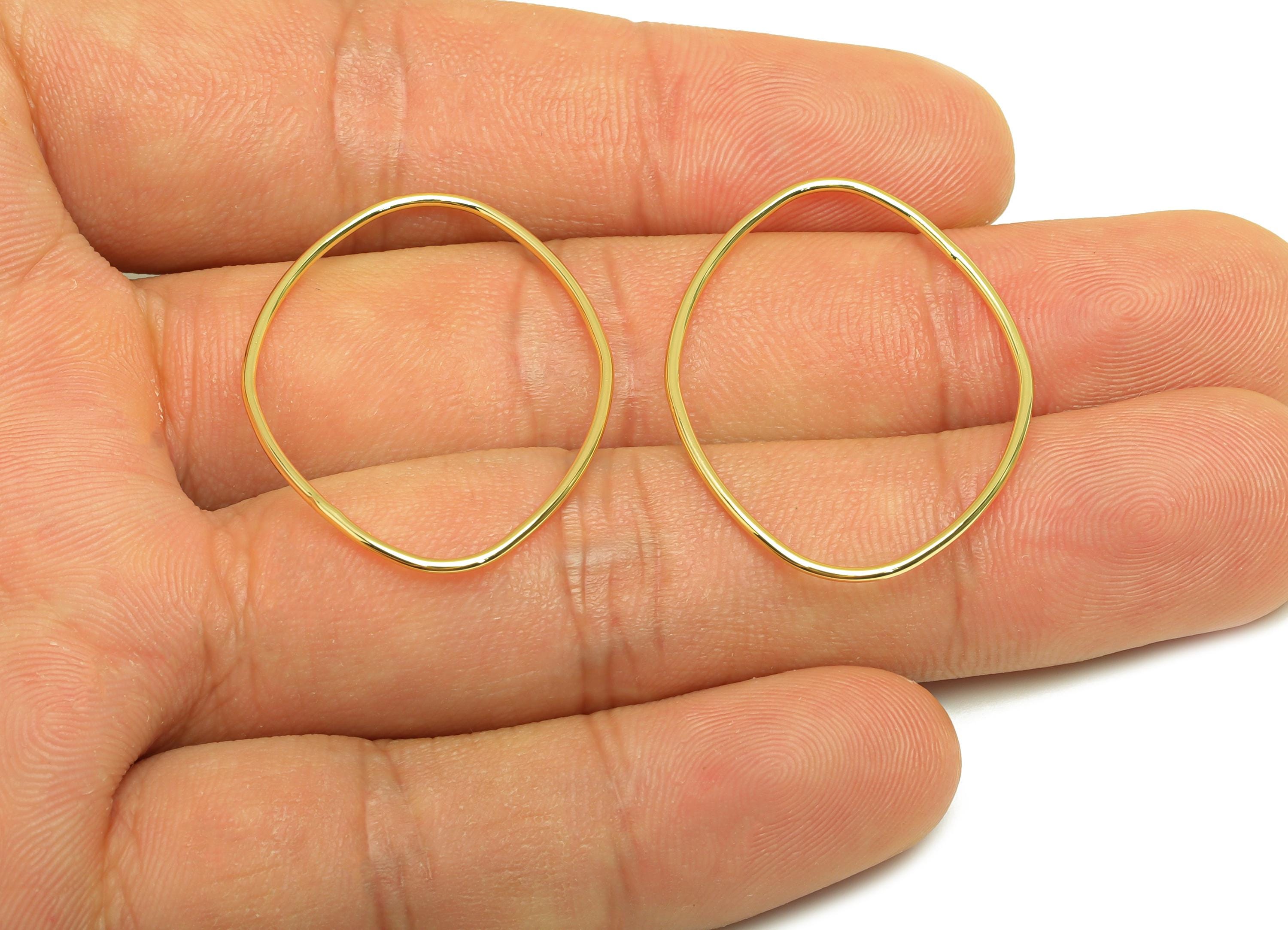 Brass Marquise Earring Charm - Brass Wire Earring Charm - Geometry Earring Charm - 18K Real Gold Plating - 33.25x24.65x0.76mm - RGP7871 - DOMEDBAZAAR