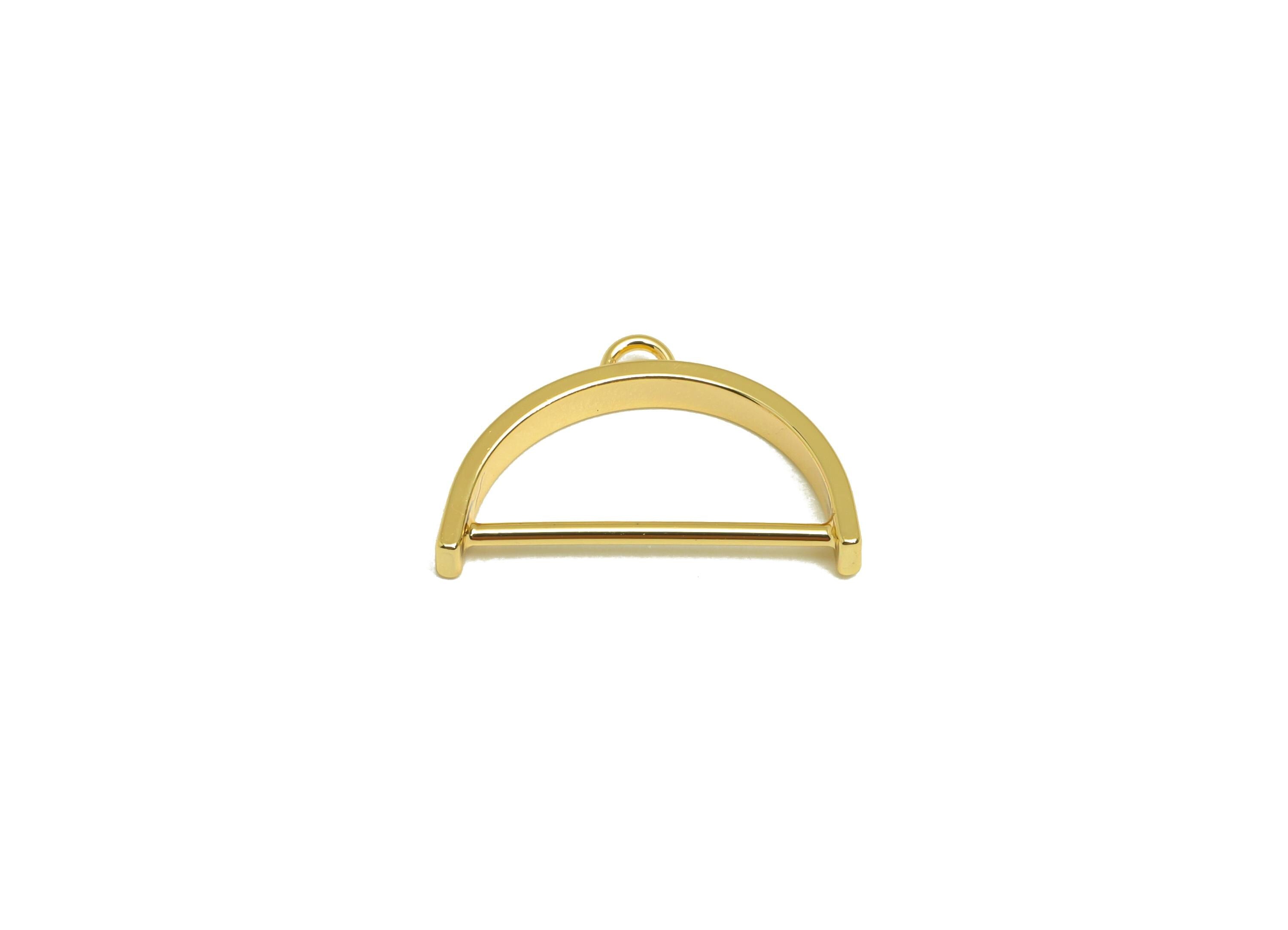 Brass Domed Earring Charm - Brass Half Moon Earring Charm - Geometry Gold Pendant - 18K Real Gold Plating - 11x18x2mm - RGP7877 - DOMEDBAZAAR