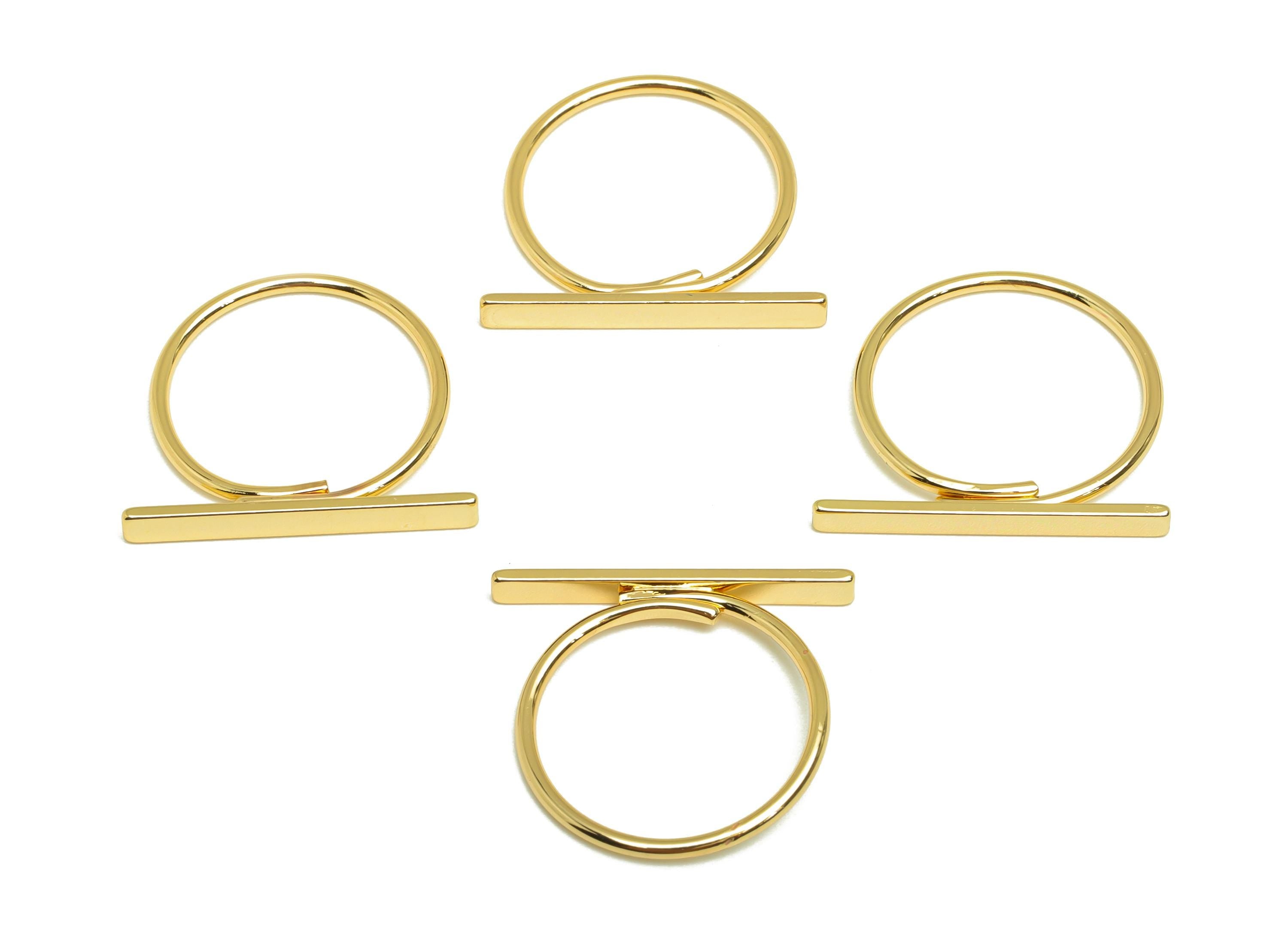Brass Adjustable Rectangle Ring - Brass Ring Settings - Rectangle Ring Adjustable Finding - 18K Real Gold Plating - 20.5x21x1.03mm - RGP7863 - DOMEDBAZAAR