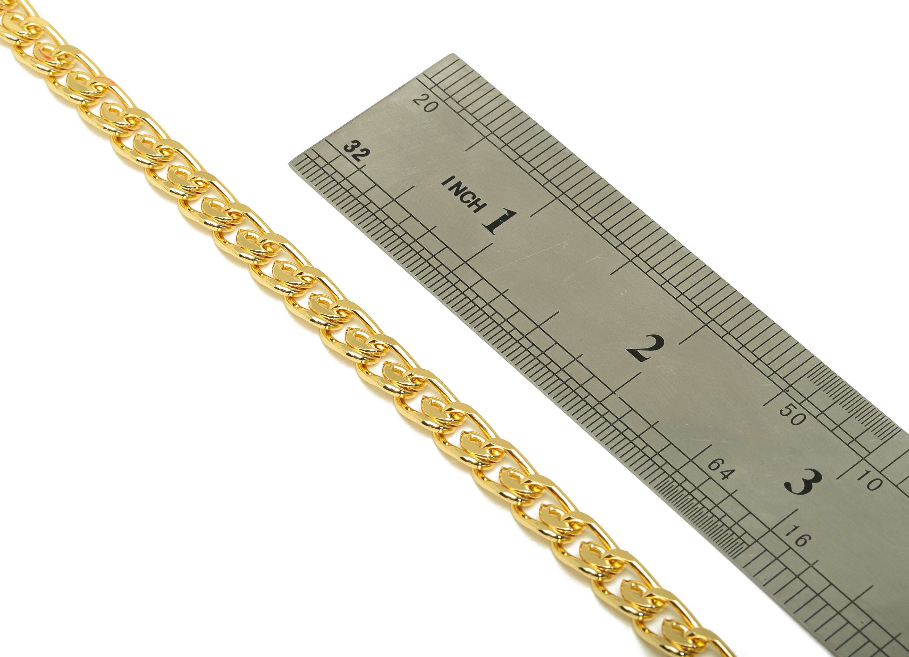 Brass Handmade Bead Chain - Brass Open Link Chain - Brass Gold Hammered Chain -For Necklace - 18K Real Gold Plated - RGP7287 - DOMEDBAZAAR