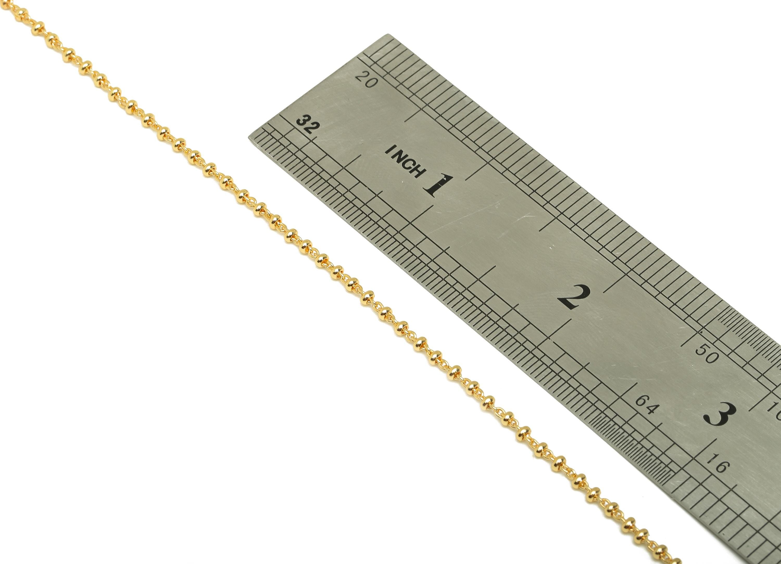 Brass Ball Beaded Satellite Chain - Brass Handmade Cable Chain - Brass Handmade Cable Chain - Handmade Chain - 18K Real Gold Plated -RGP7294 - DOMEDBAZAAR