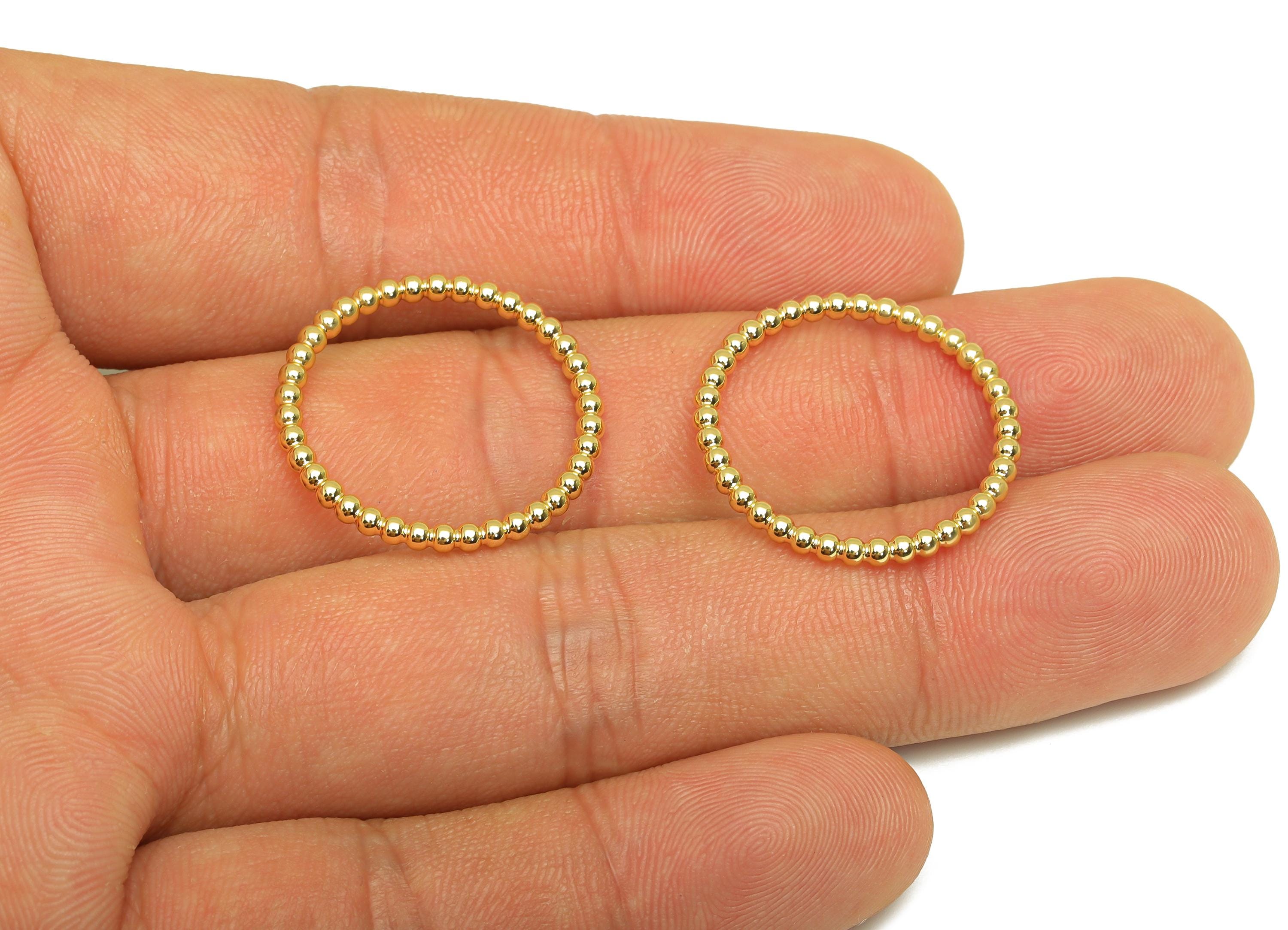 19mm Ball Wire Chian Ring - Dainty Beaded Band - Brass Solid Gold Thin Ring - Beaded Ring - 18K Real Gold Plating - 23x23x1.77mm - RGP7899 - DOMEDBAZAAR