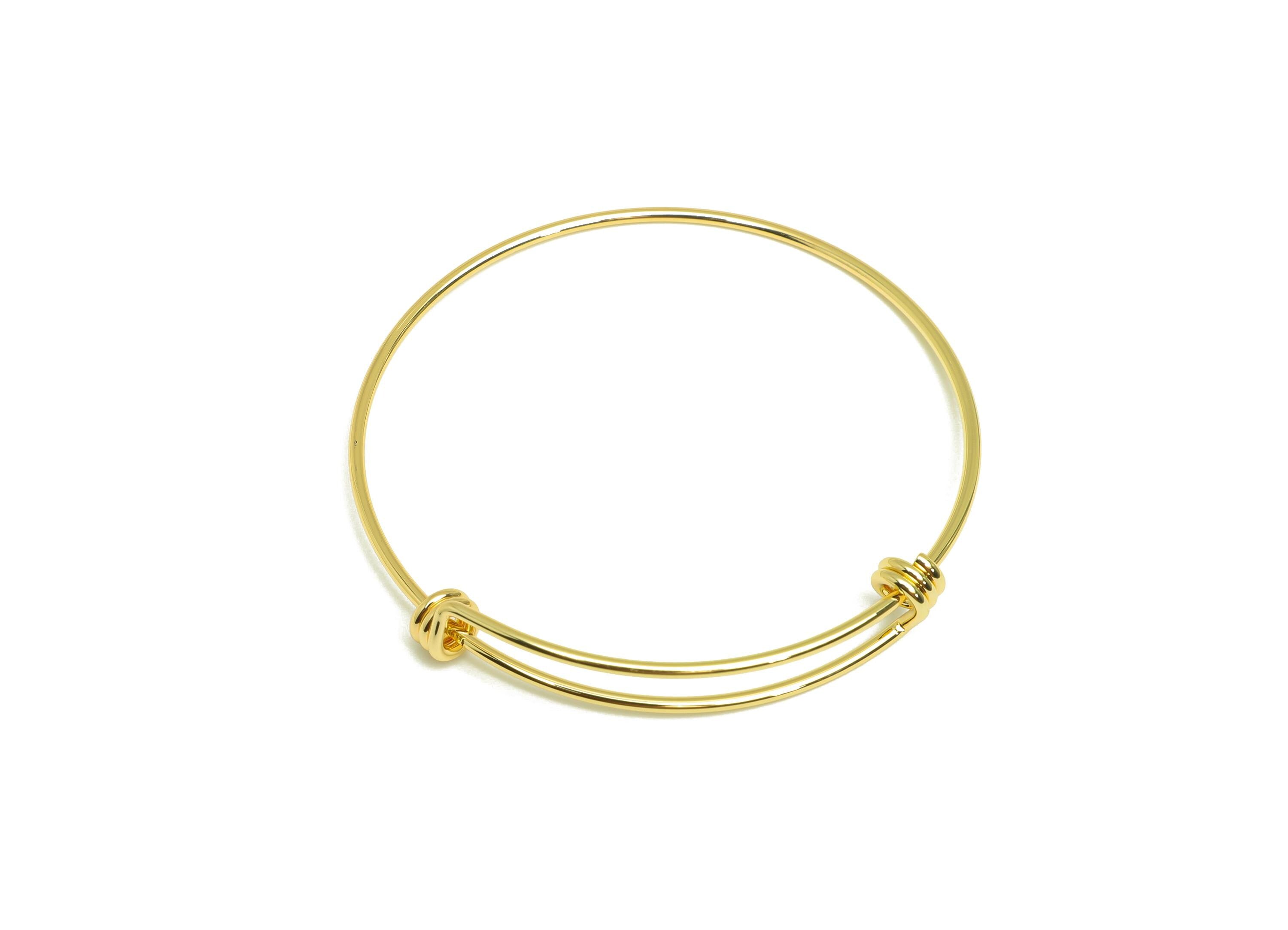 Brass Adjustable Bracelet - Brass Adjustable Circle Bracelet - Brass Ring Bracelet - 18K Real Gold Plating - 62x65x1.26mm - RGP7920 - DOMEDBAZAAR