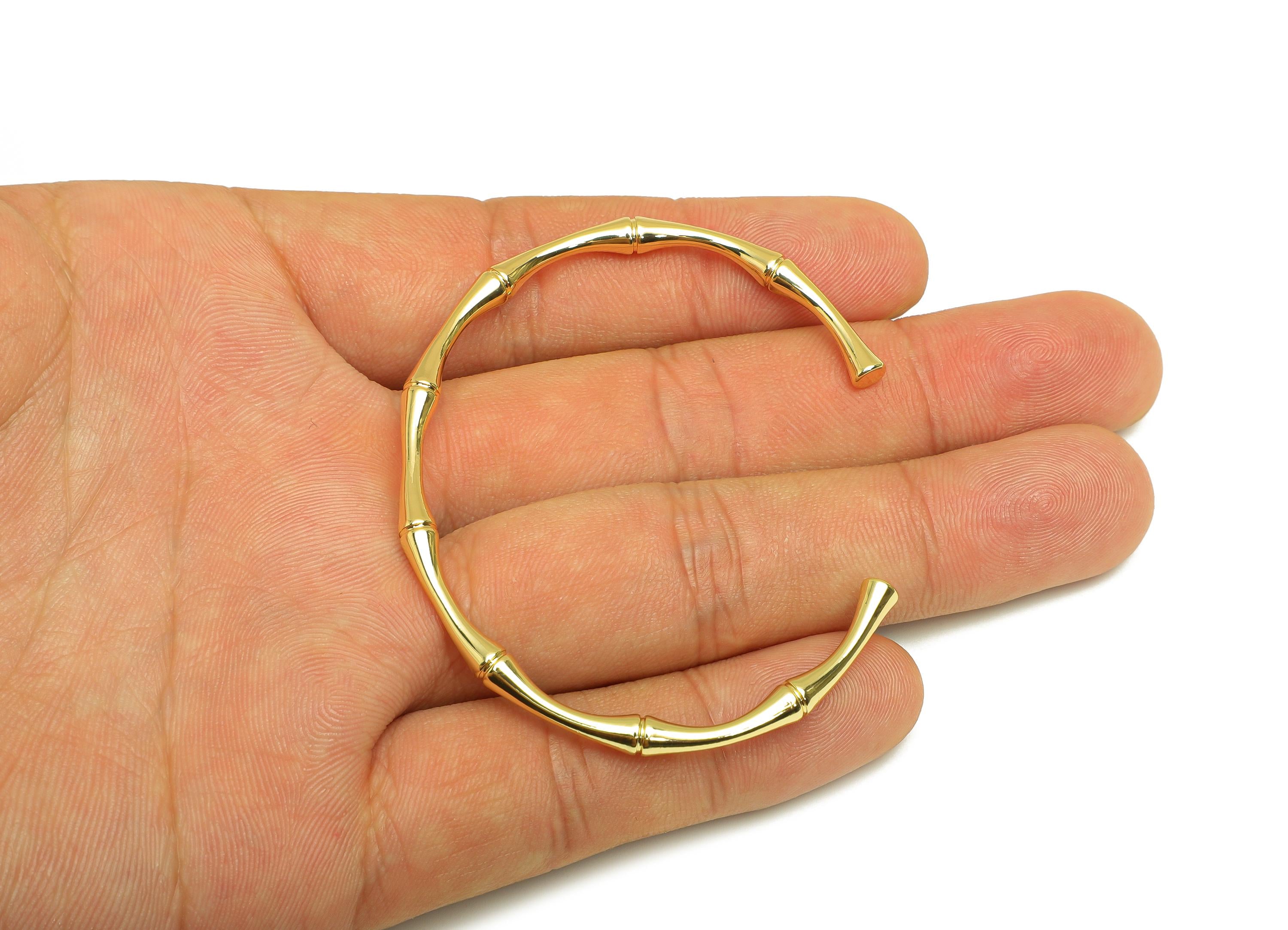 Brass Adjustable Bracelet - Brass Bamboo Circle Bracelet - Brass Open Hoop Bracelet - 18K Real Gold Plating - 53.94x61.98x3.76mm - RGP7921 - DOMEDBAZAAR