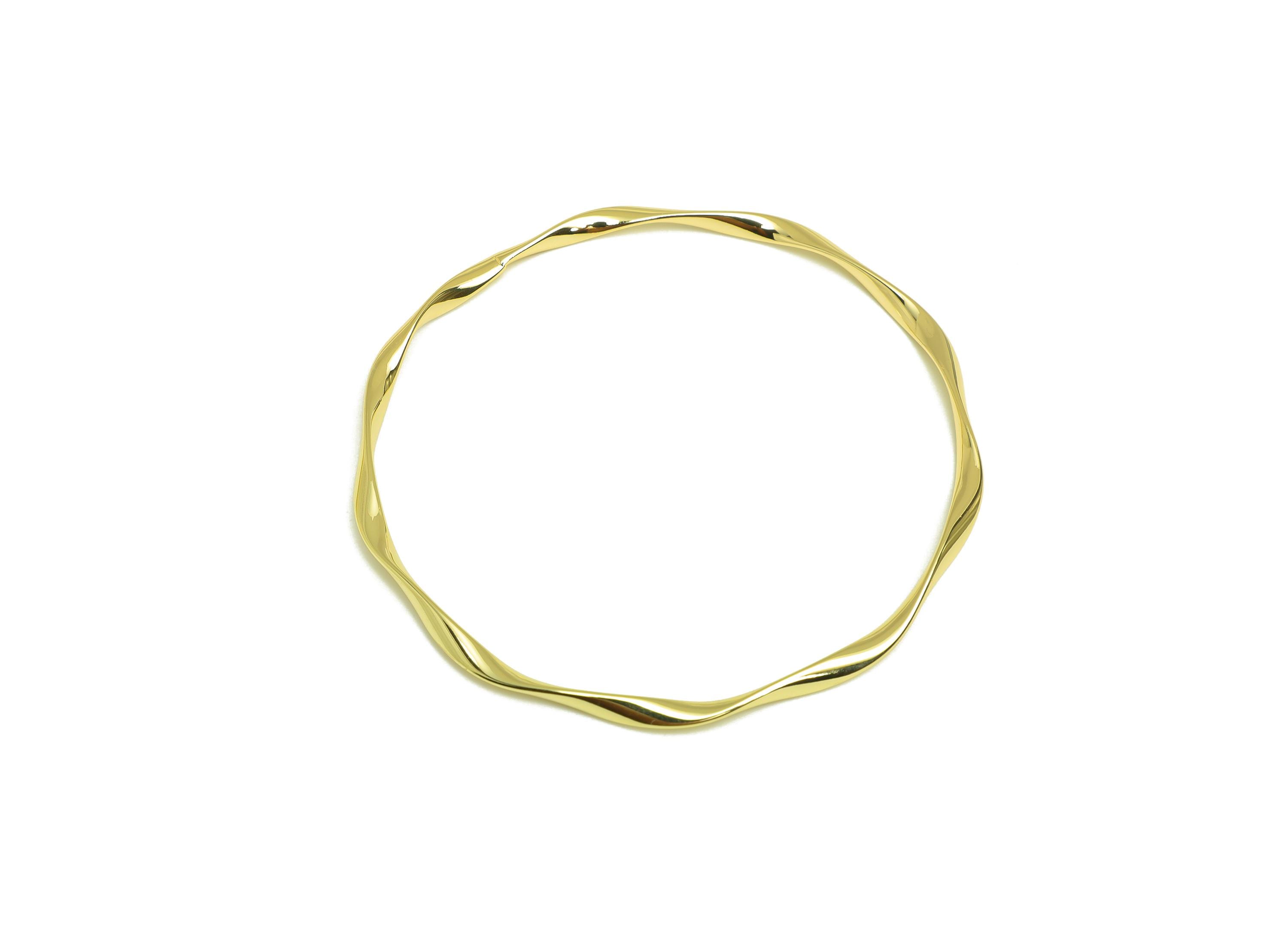 Brass Wavy Bracelet - Brass Twisted Wire Circle Bracelet - Brass Wavy Hoop Bracelet - 18K Real Gold Plating - 65x65x2.5mm - RGP7917 - DOMEDBAZAAR