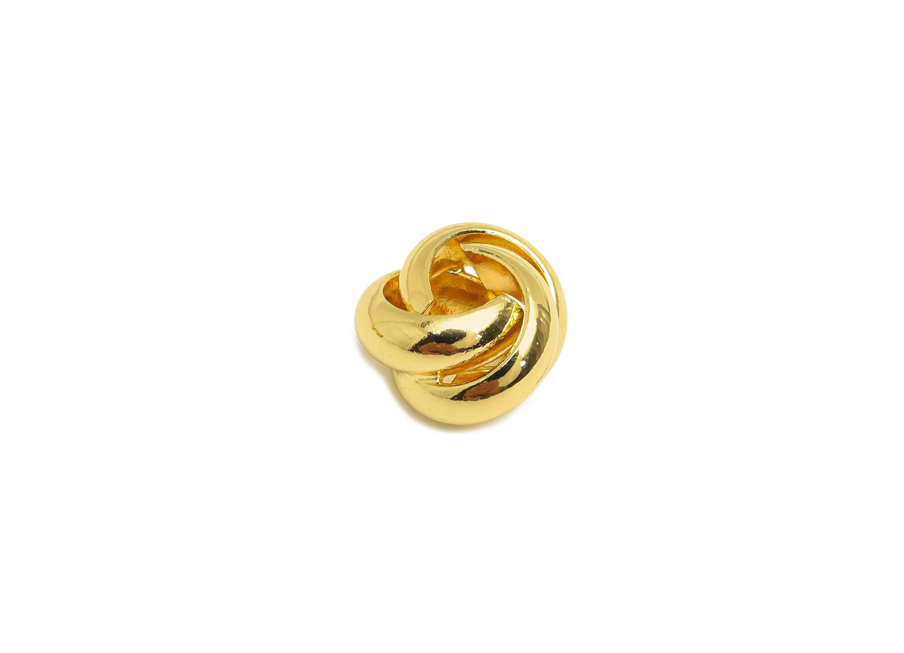 Brass Interwoven Earring Charm - Brass Woven Ring Earring Charm - Twisted Ball Charm - 18K Real Gold Plating - 14.2x14.2x9.29mm - RGP7882 - DOMEDBAZAAR