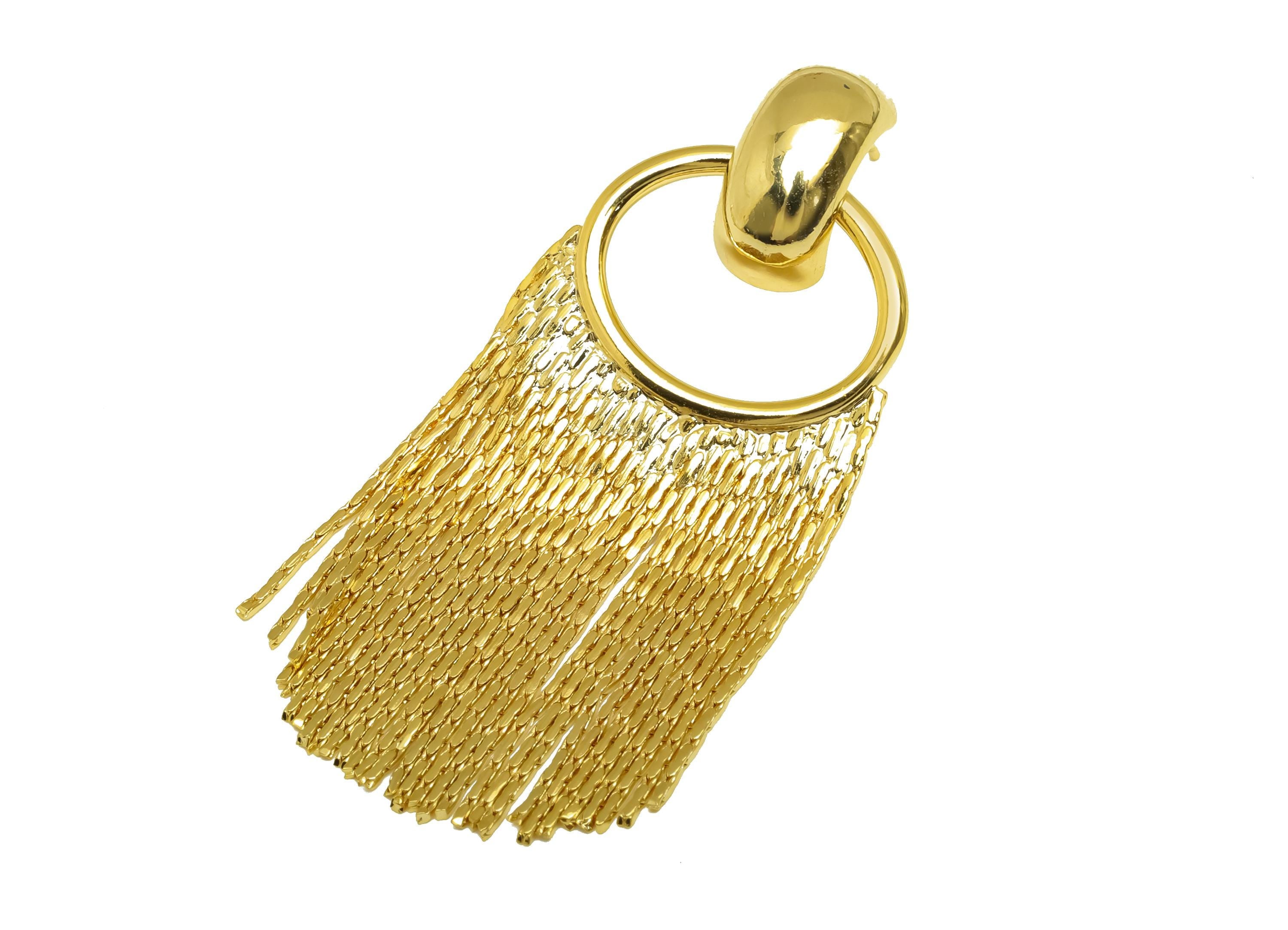 Brass Earring Tassel Stud - Brass Oval Tassel Earring - Snake Chain Earring Post - 18K Real Gold Plating - 51.58x22.42x1mm- RGP7551 - DOMEDBAZAAR
