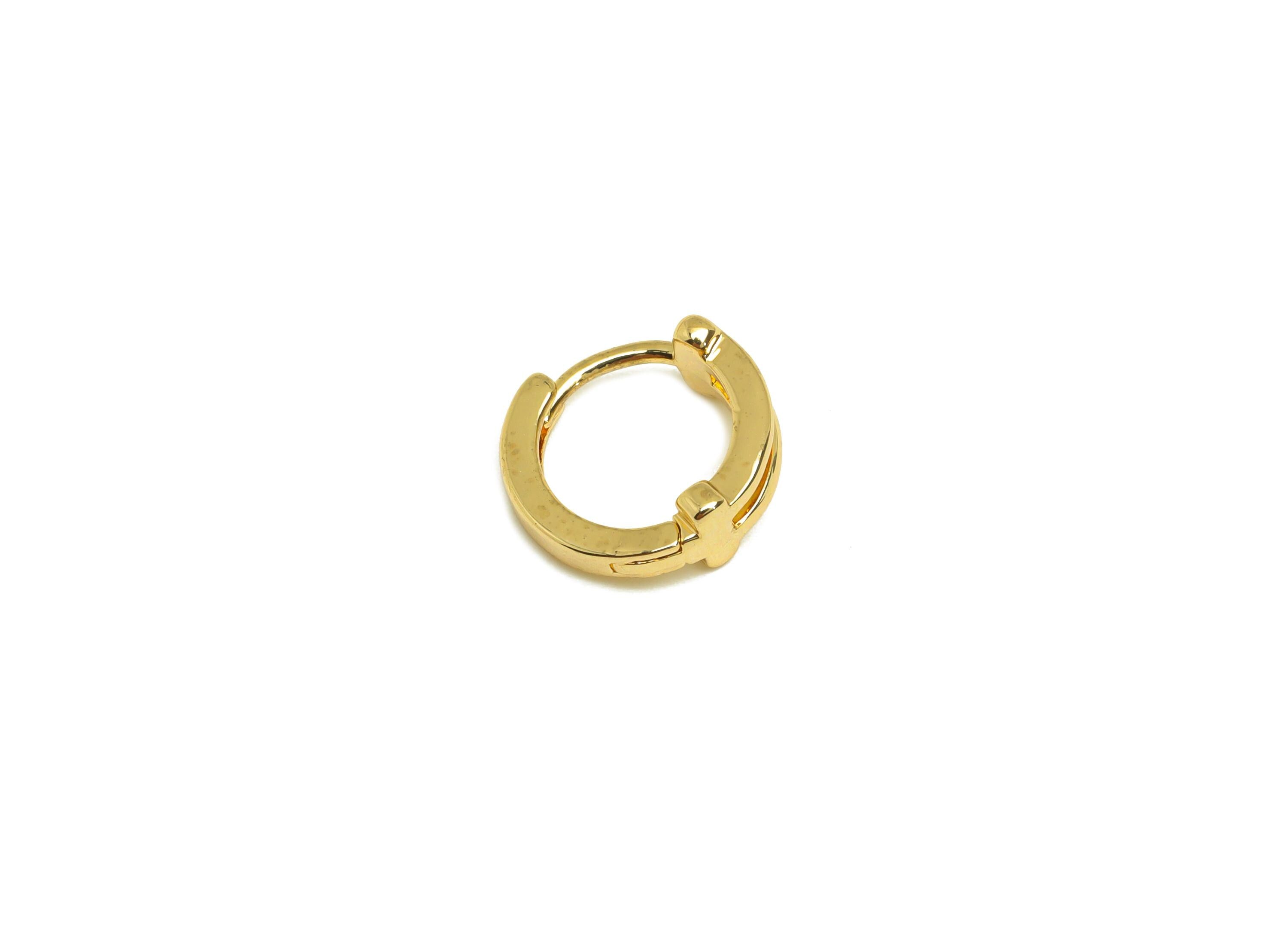 Brass Huggie Hoop Earring - Gold Minimalist Hoop Earring Clasp - Mini Round Hoop Earring - 18K Real Gold Plating -11.82x10.7x4.77mm- RGP7666 - DOMEDBAZAAR