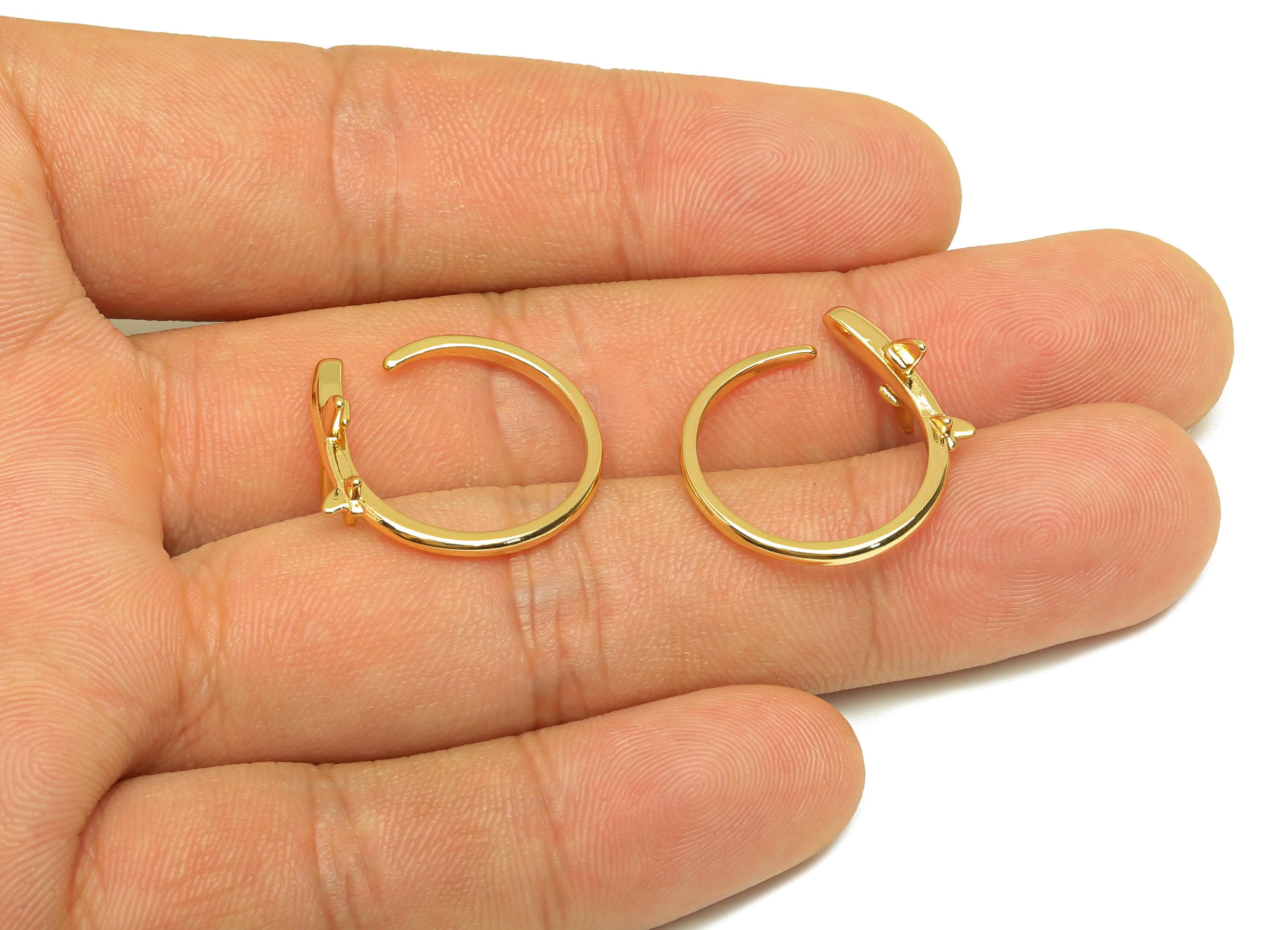 Brass Adjustable Ring - Open Round Airplane Hoop Ring - Gold Open Circle Airplane Ring - 18K Real Gold Plating - 22.8x21.8x11mm - RGP7687 - DOMEDBAZAAR