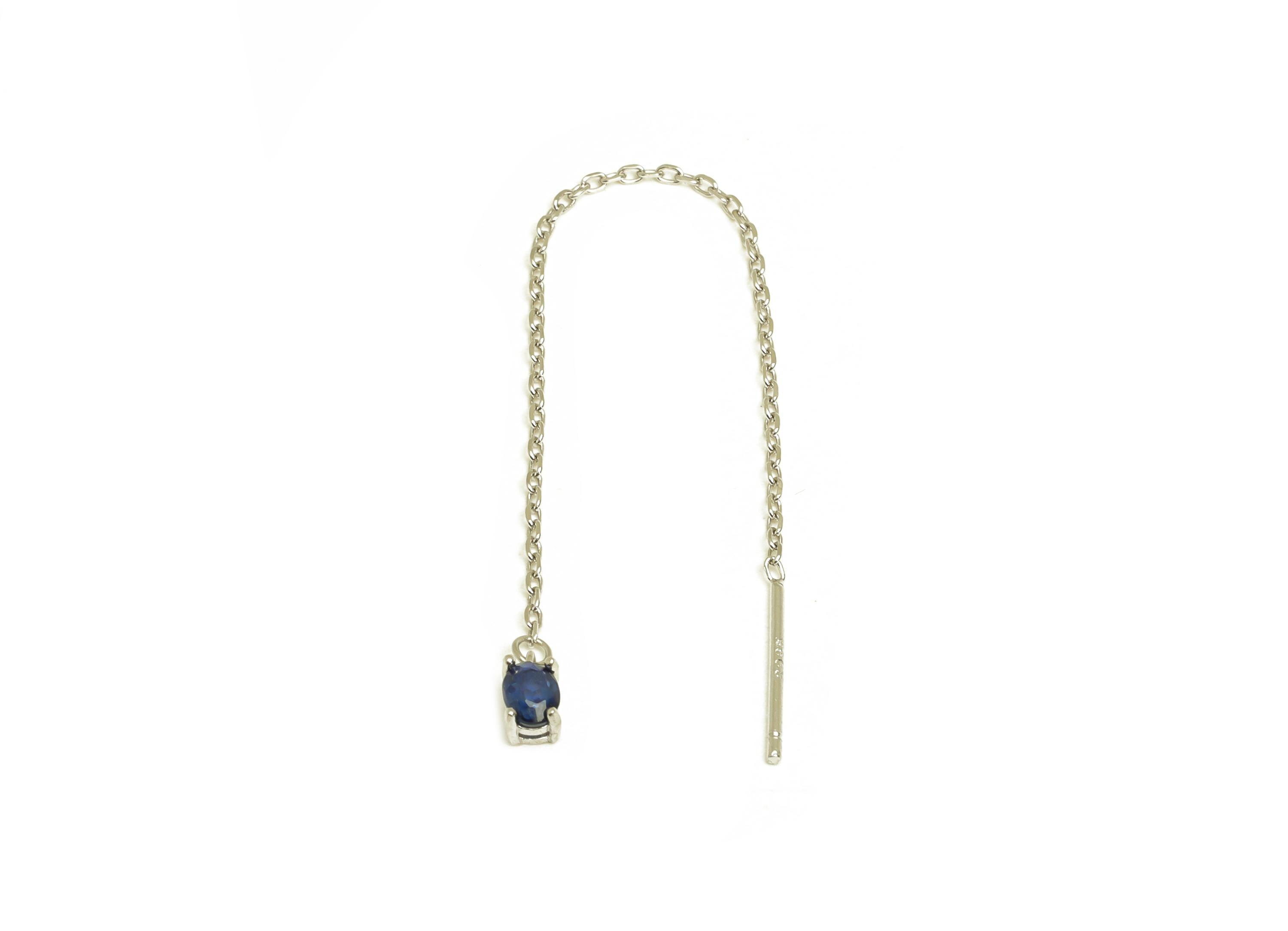 Sapphire Tassel Earring Post - 925 Silver Crystal Earring Post - Natural Stone Dangle Gemstone Earring Post - 82x3mm - RGP7344E - DOMEDBAZAAR
