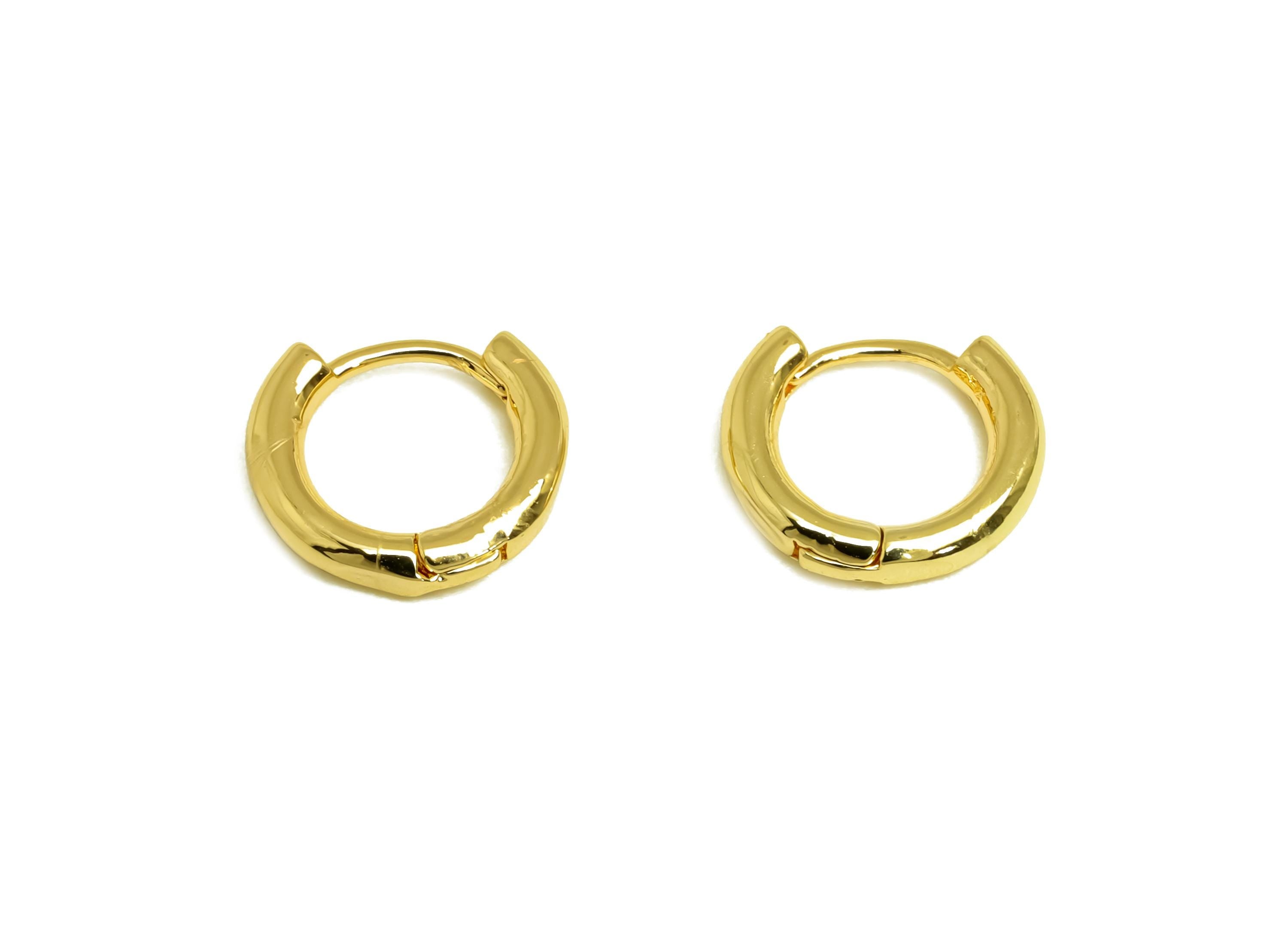 Brass Round Hoop Earring - Brass Hoop Huggie Earring - Mini Geometry Hoop Earring - 18K Real Gold Plating - 11x9.47x1.94mm - RGP815 - DOMEDBAZAAR