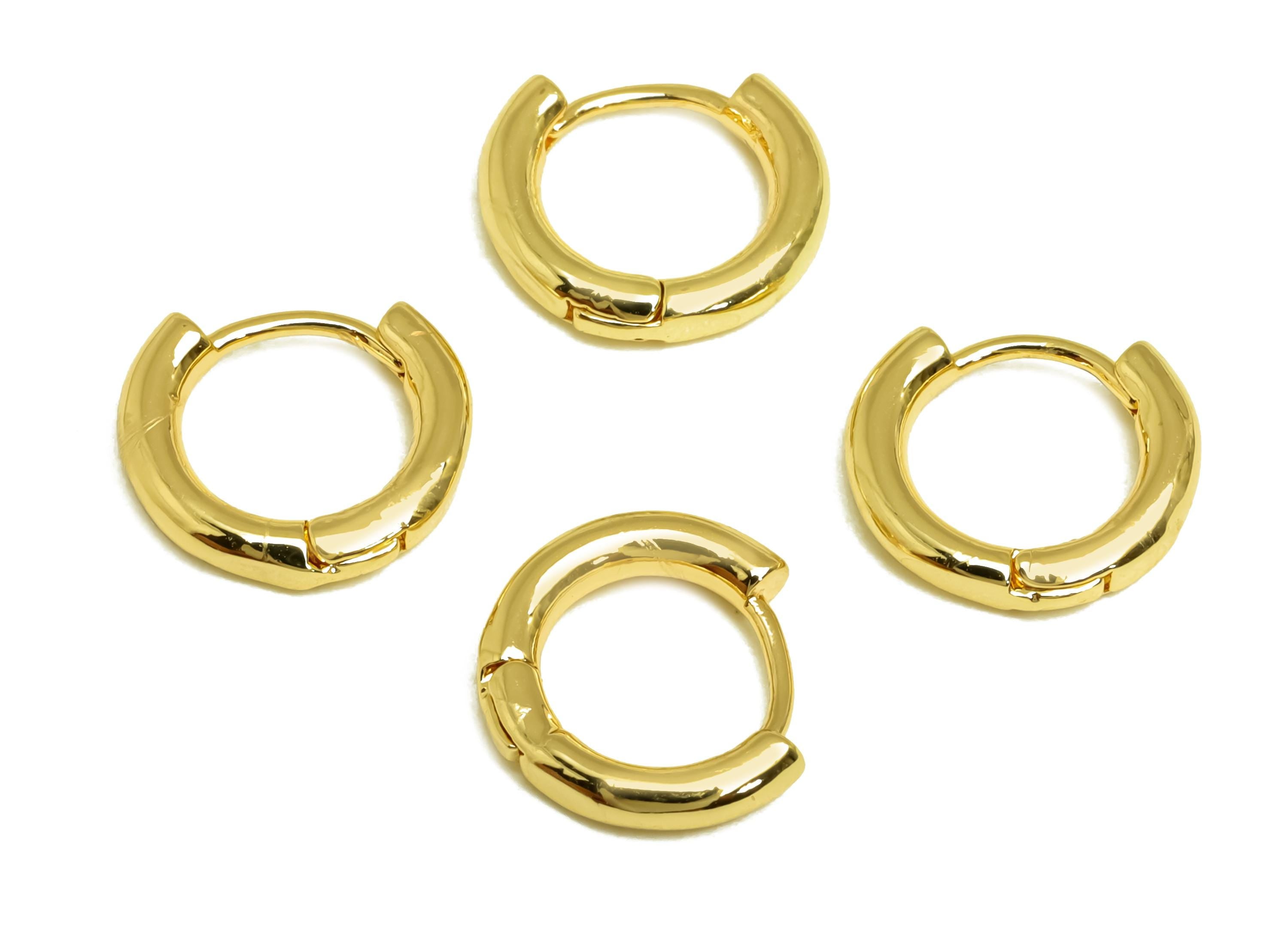 Brass Round Hoop Earring - Brass Hoop Huggie Earring - Mini Geometry Hoop Earring - 18K Real Gold Plating - 11x9.47x1.94mm - RGP815 - DOMEDBAZAAR